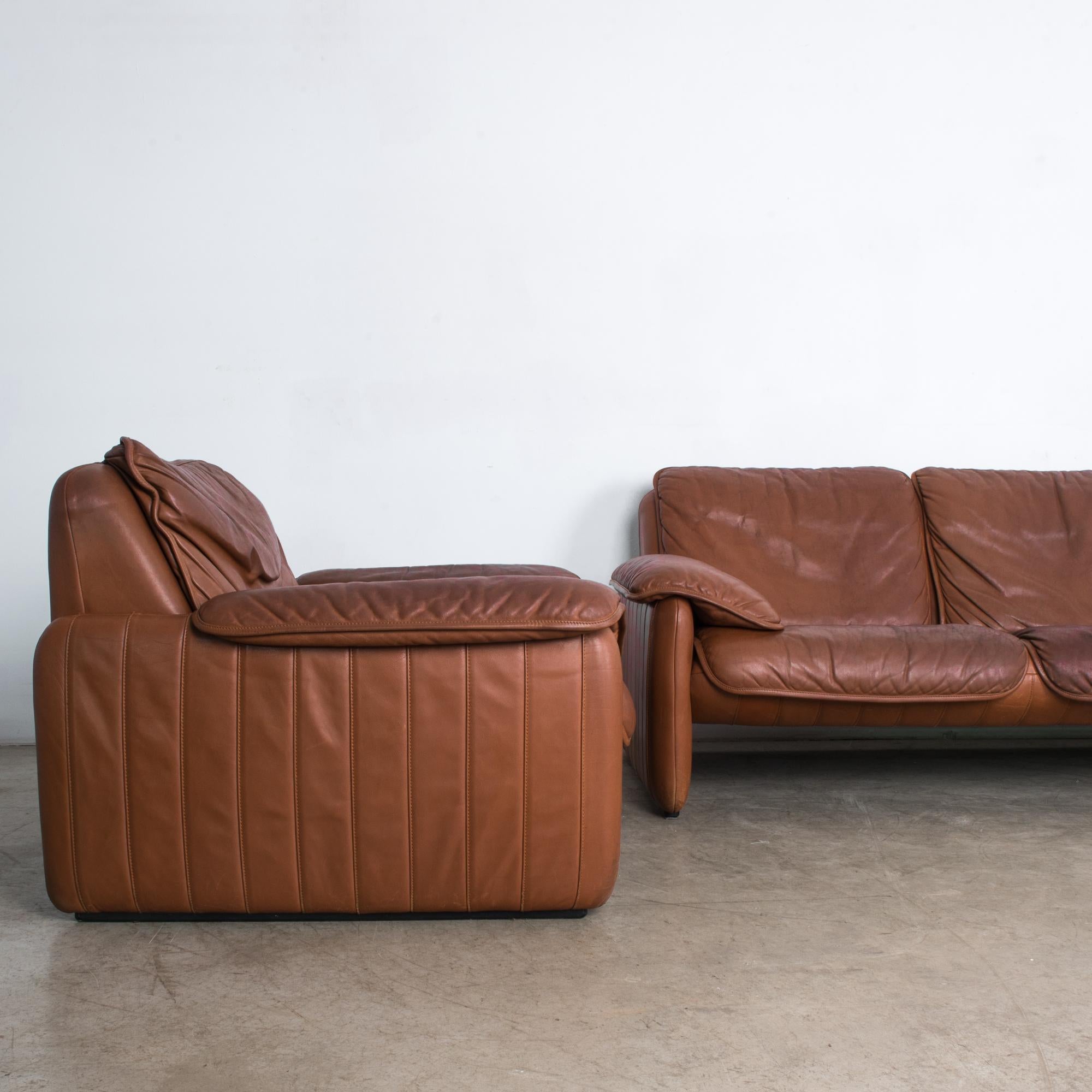 De Sede DS61 Brown Leather Sofa Set, Set of Three 7