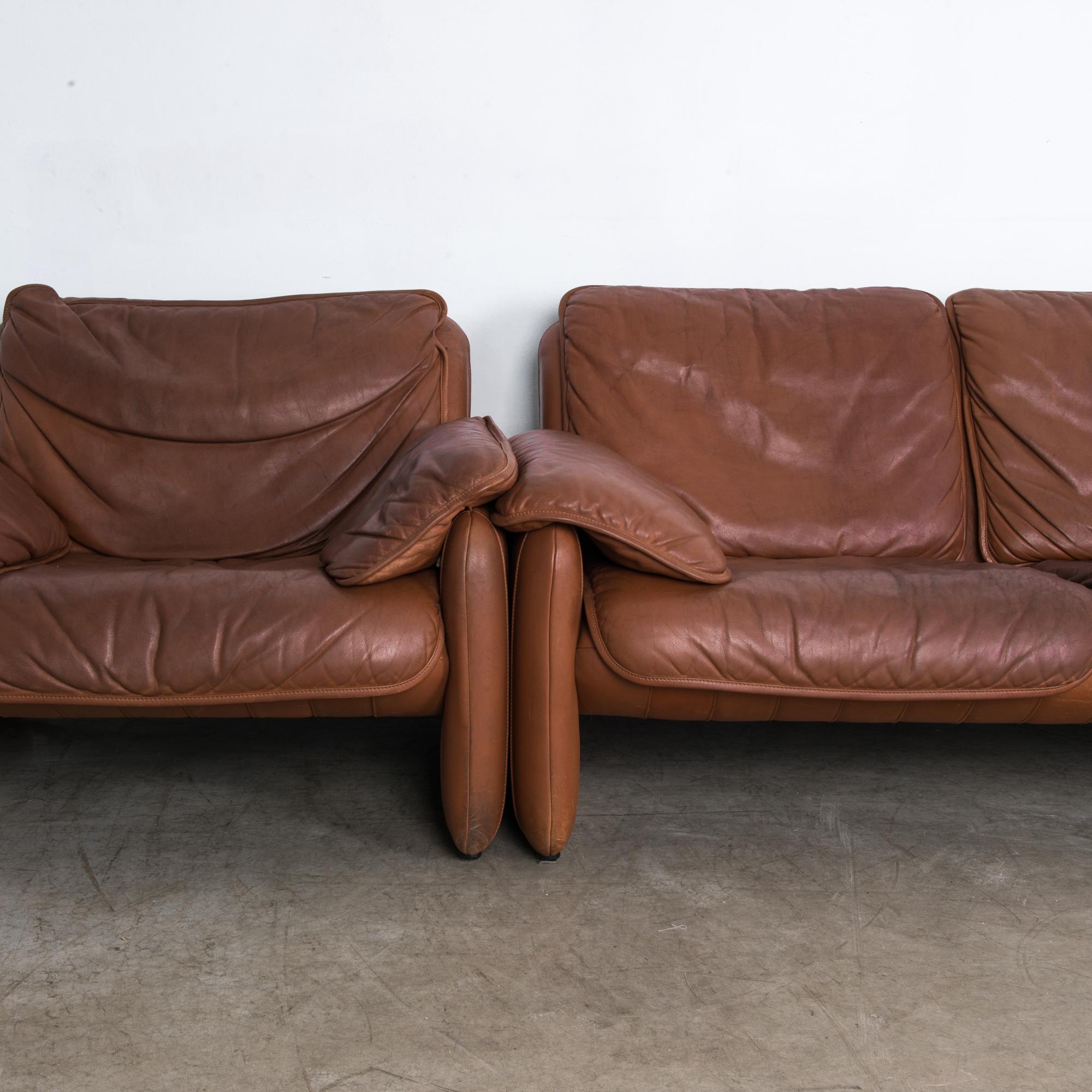 De Sede DS61 Brown Leather Sofa Set, Set of Three 10