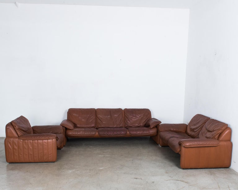 De Sede DS61 Brown Leather Sofa Set, Set of Three For Sale at 1stDibs