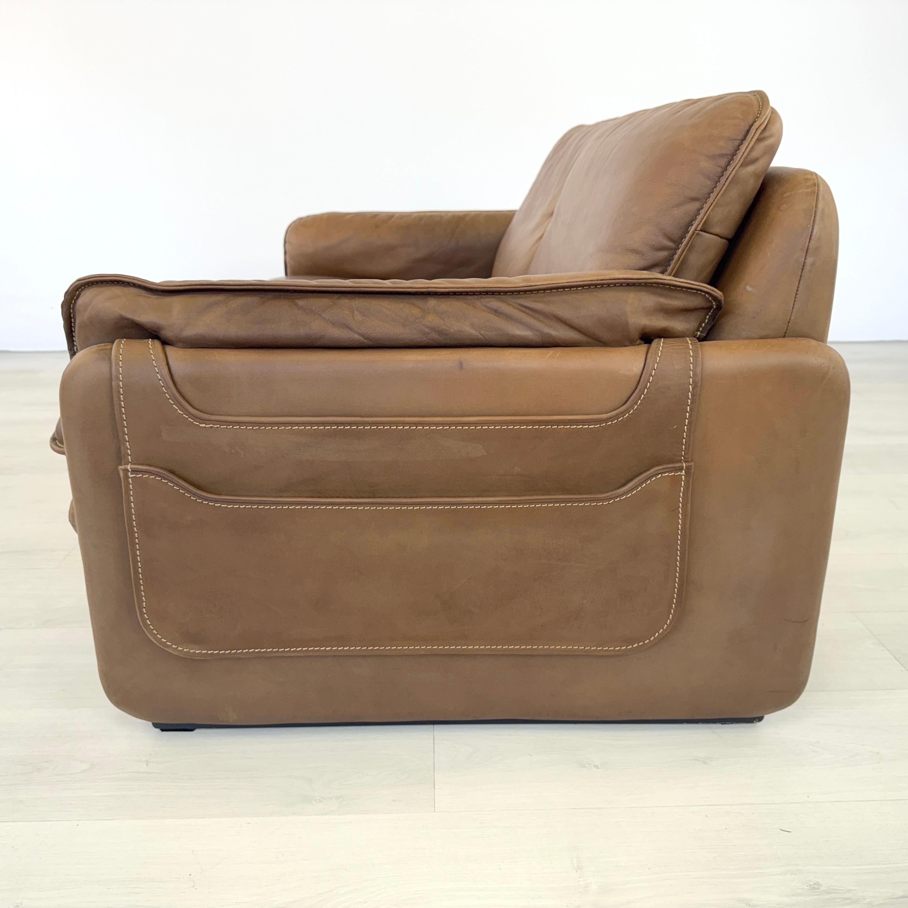 Swiss De Sede DS61 Leather Two-Seat Sofa, 1960s For Sale
