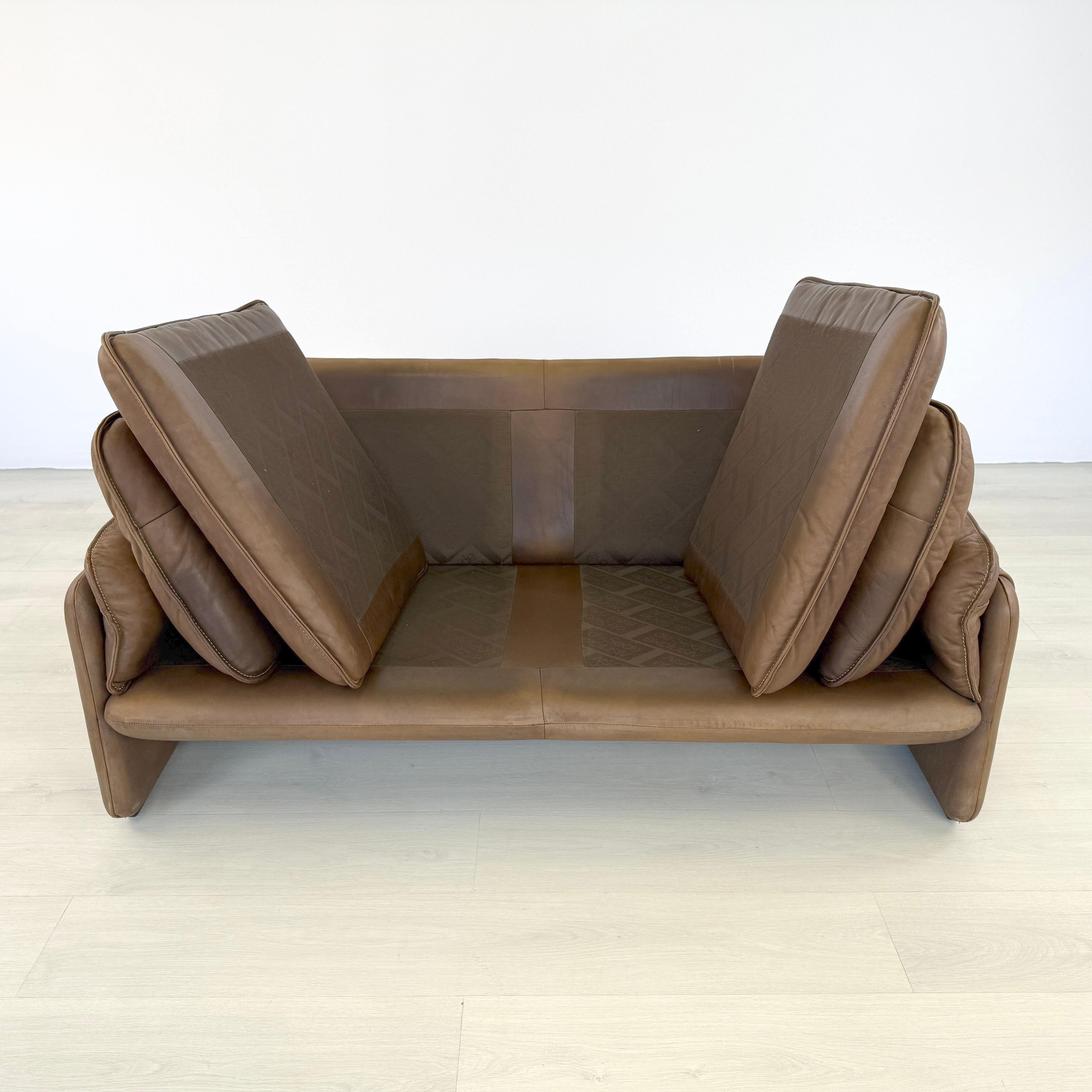 20th Century De Sede DS61 Leather Two-Seat Sofa, 1960s For Sale