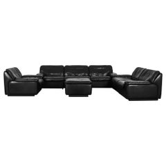 Used De Sede DS66 Black Leather Sofa Set