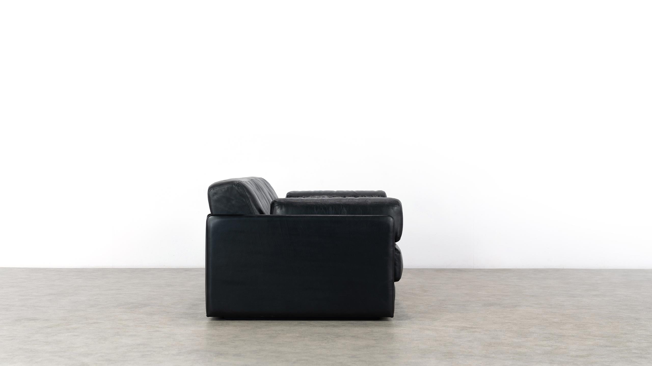 De Sede Ds76, Sofa & Daybed in Black Leather, 1972 by De Sede Design Team 4