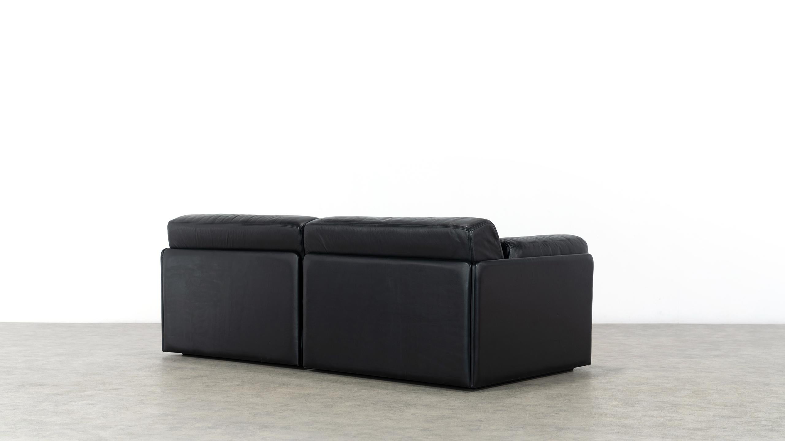 De Sede Ds76, Sofa & Daybed in Black Leather, 1972 by De Sede Design Team 5