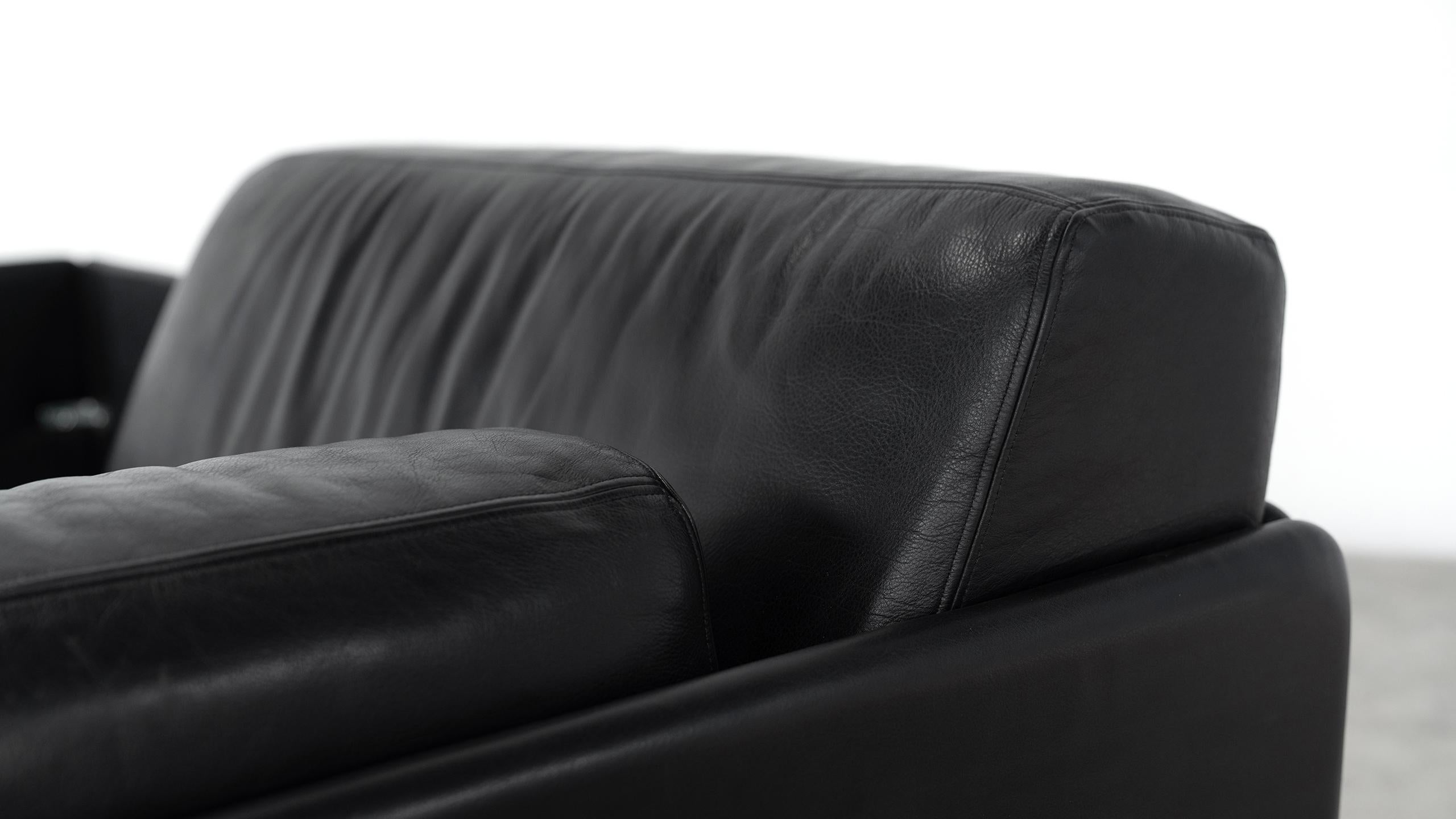 De Sede Ds76, Sofa & Daybed in Black Leather, 1972 by De Sede Design Team 12