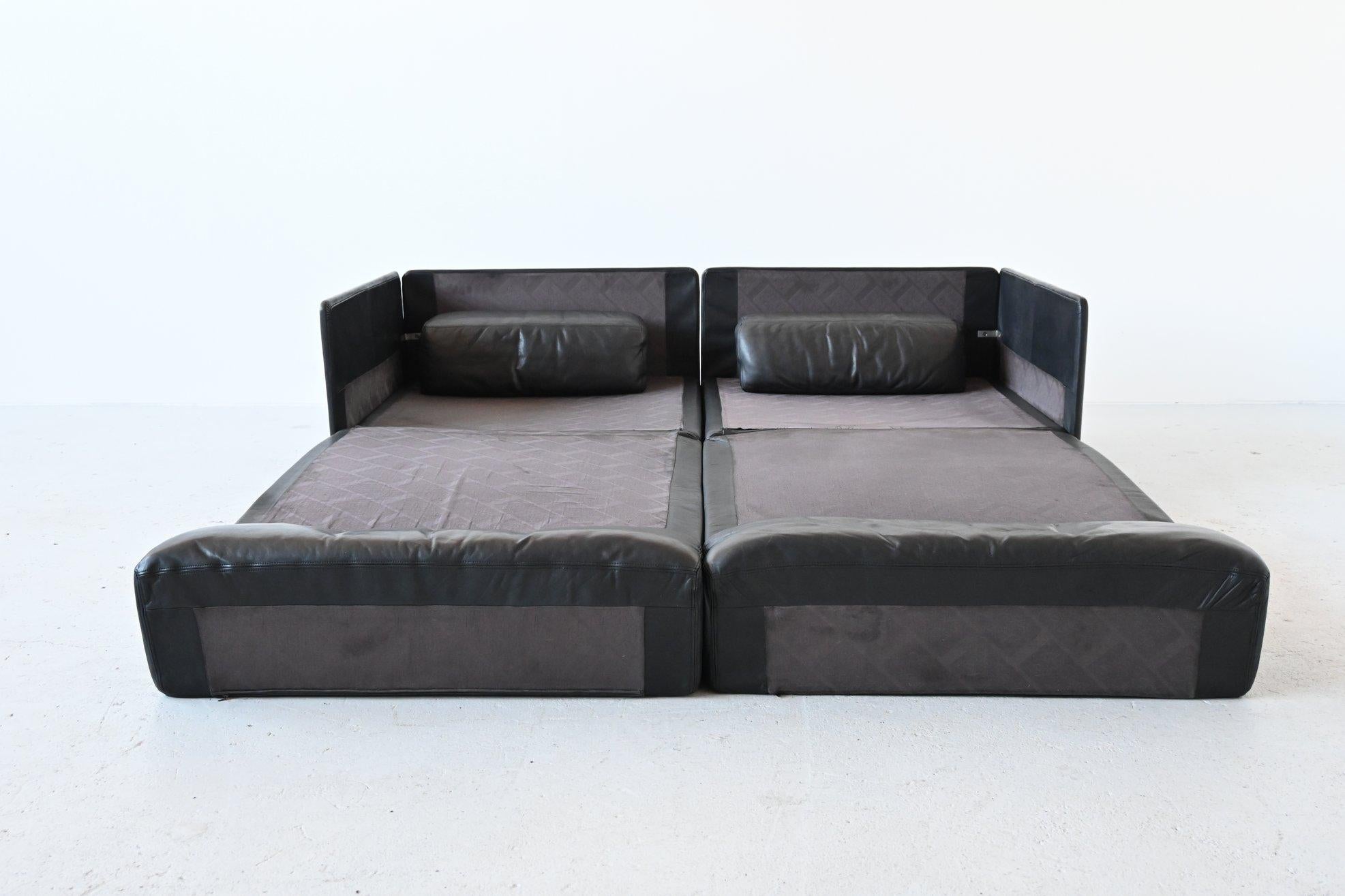 De Sede DS76 Two-Seat Sofa Black Leather, Switzerland, 1970 In Good Condition In Etten-Leur, NL
