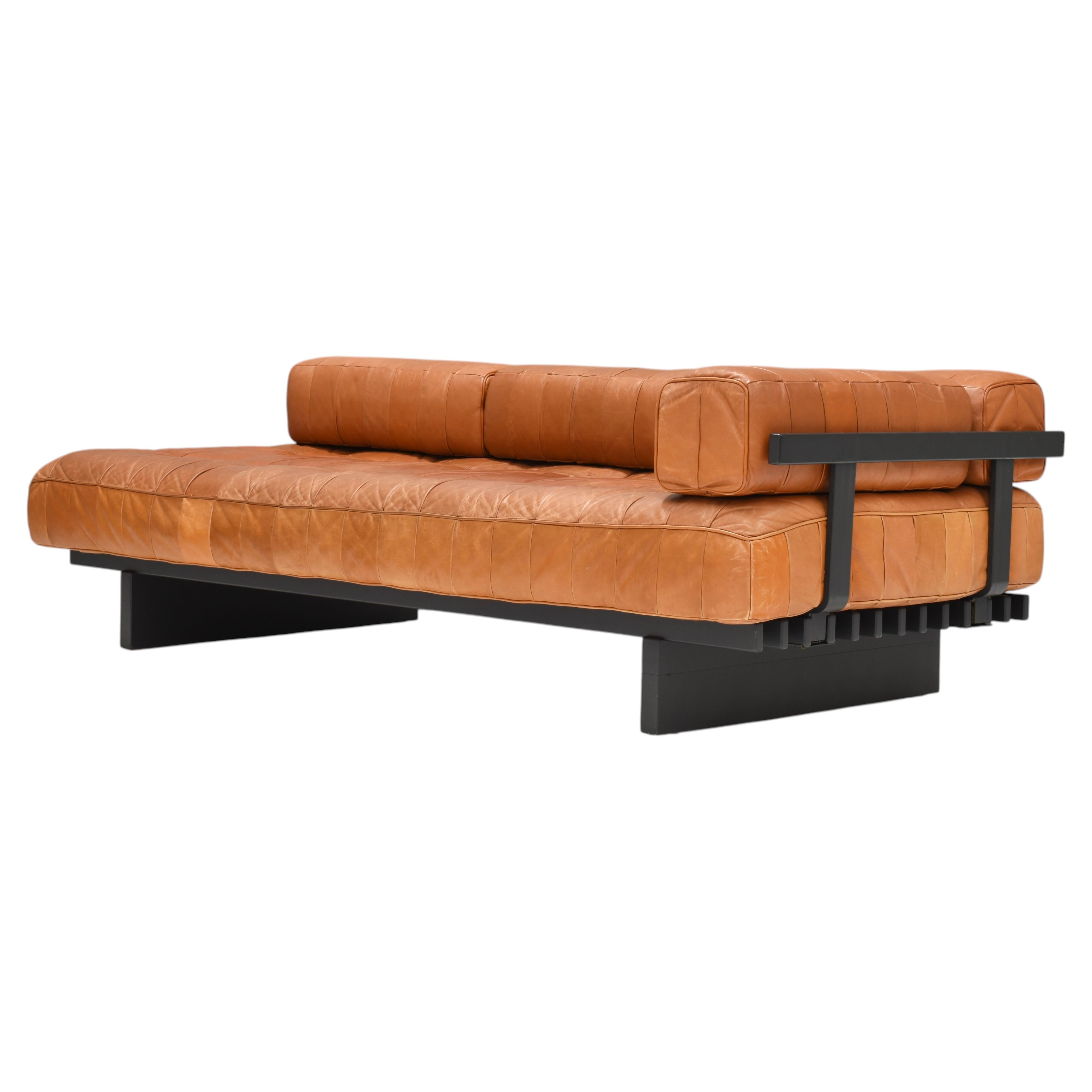 Canapé-lit de jour De Sede DS80 en cuir cognac tanné - Suisse, années 1970