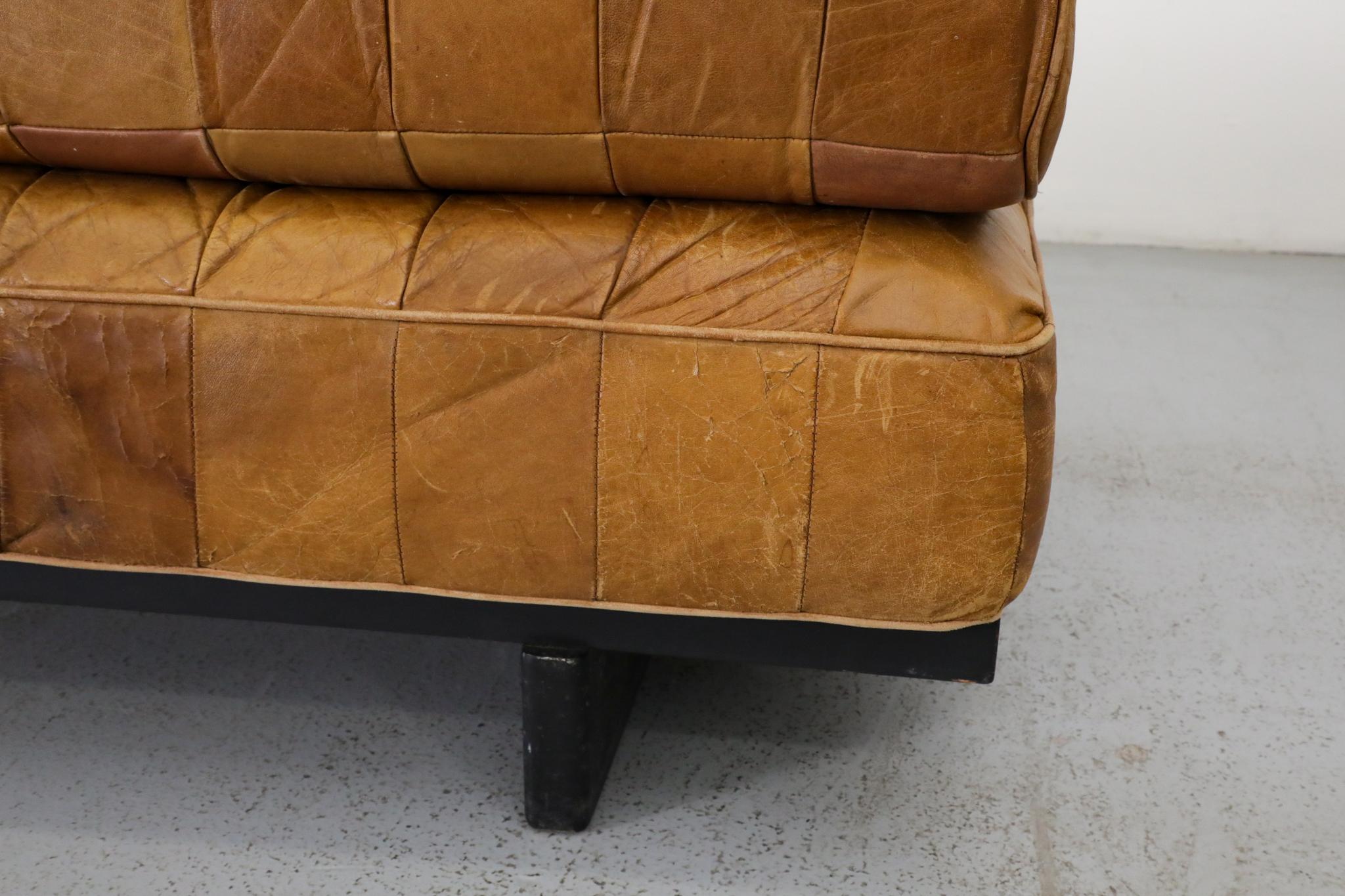 De Sede DS80 Sofá cama o sofá pequeño de cuero, 1970 Cuero