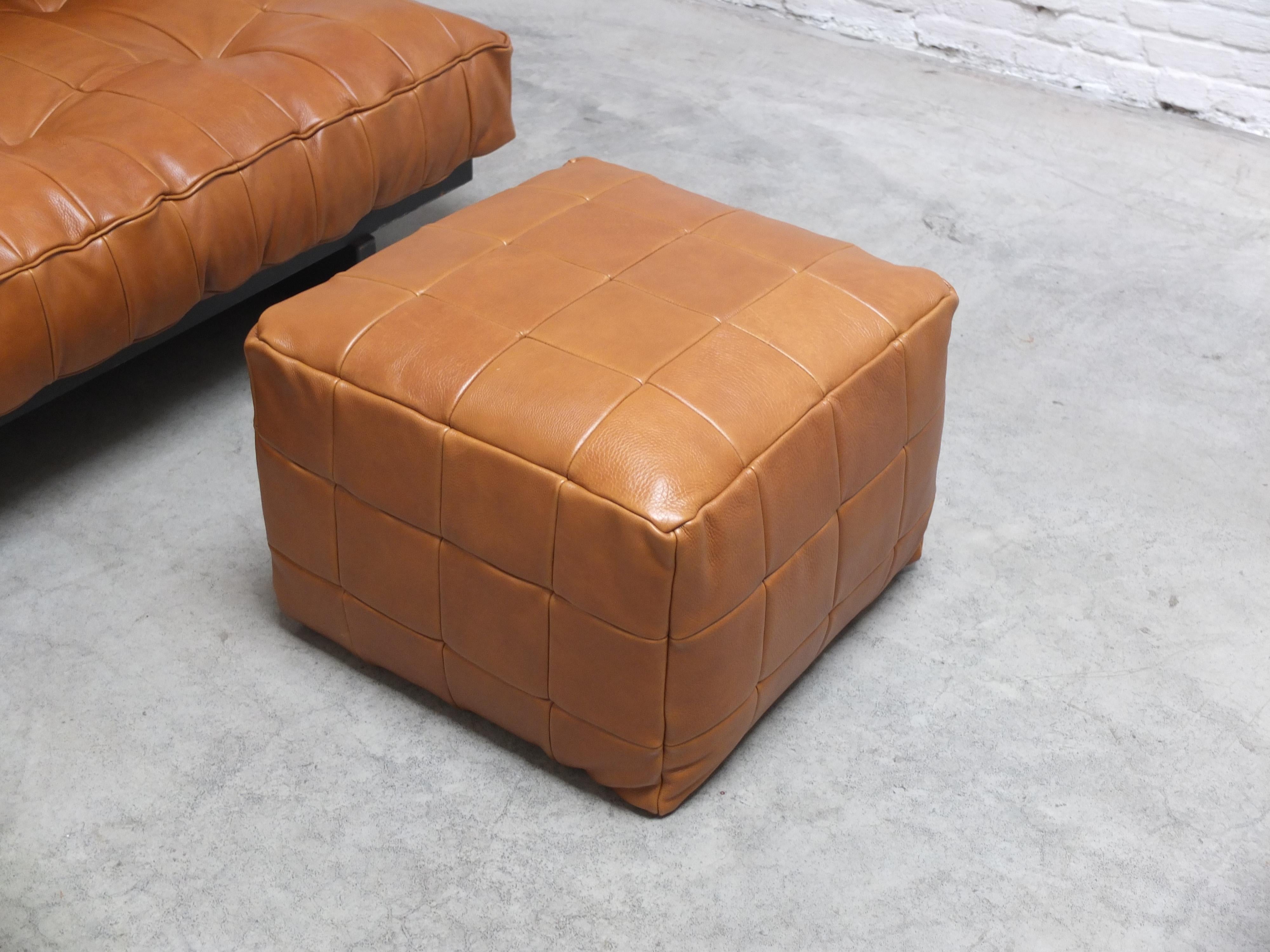 De Sede 'DS80' Patchwork Leather Sofa Daybed with Matching Pouf, 1970s 3