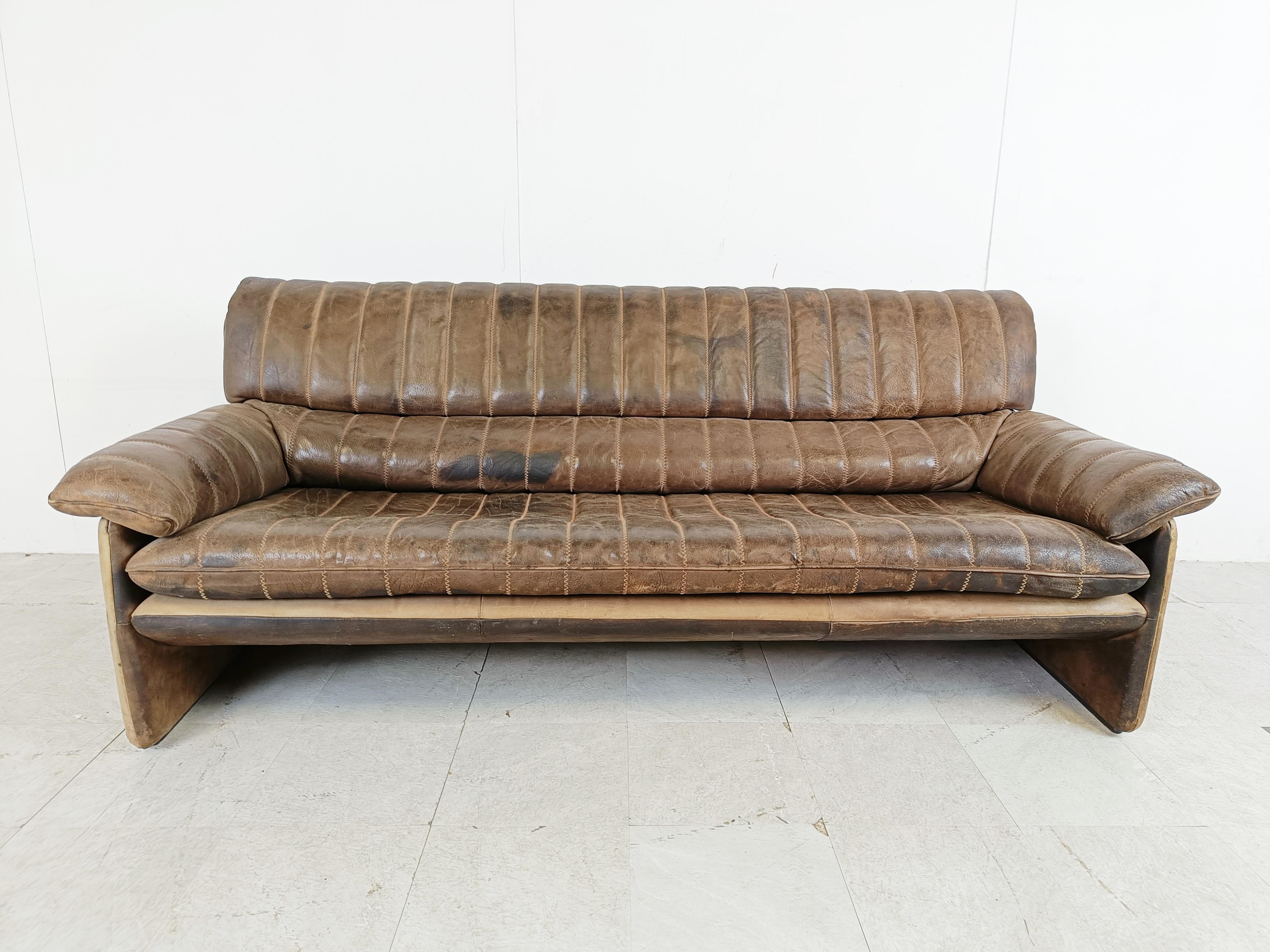 Mid-Century Modern De Sede Ds86 Sofa in Brown Leather, 1970s For Sale