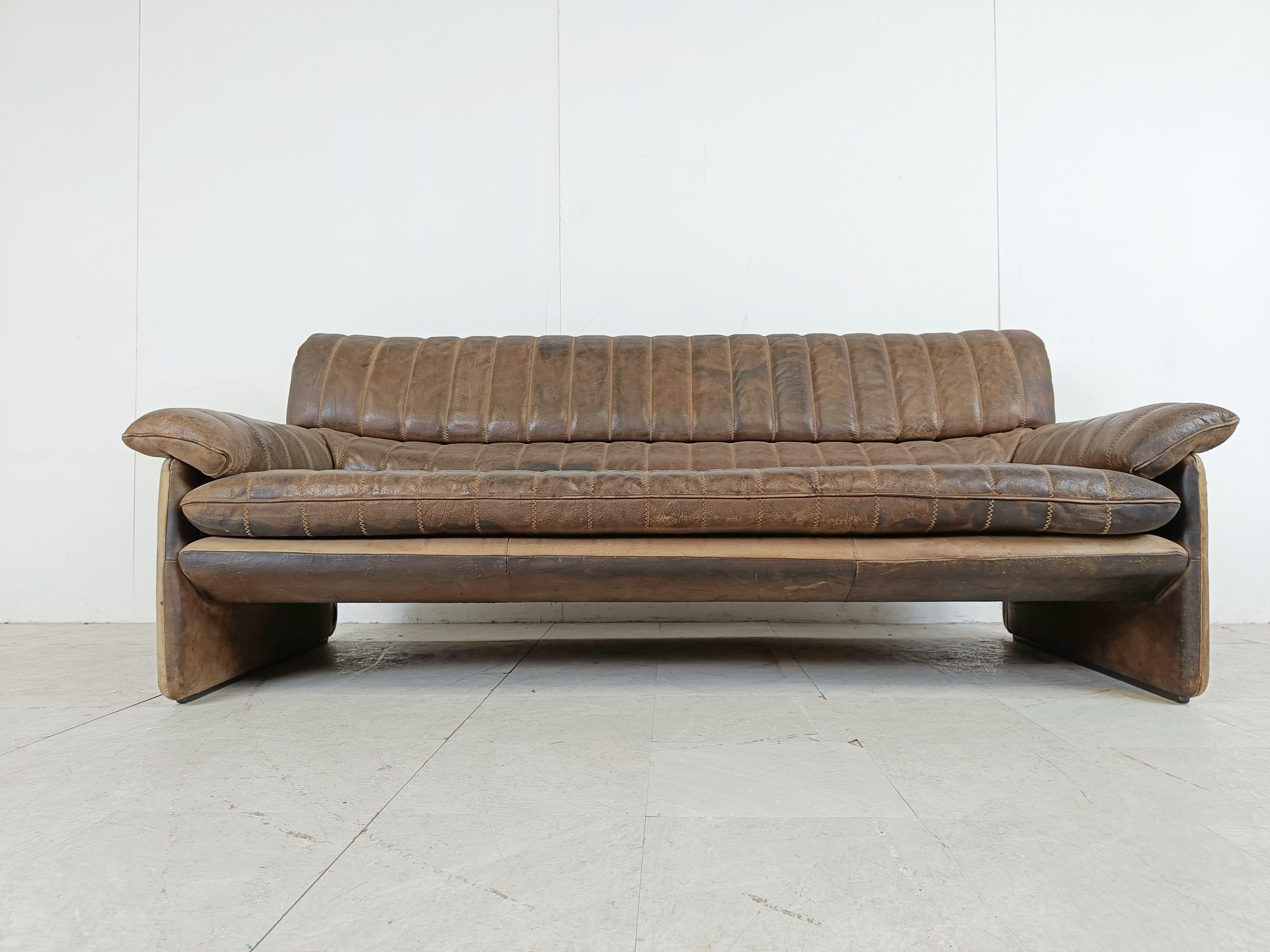 Swiss De Sede Ds86 Sofa in Brown Leather, 1970s For Sale