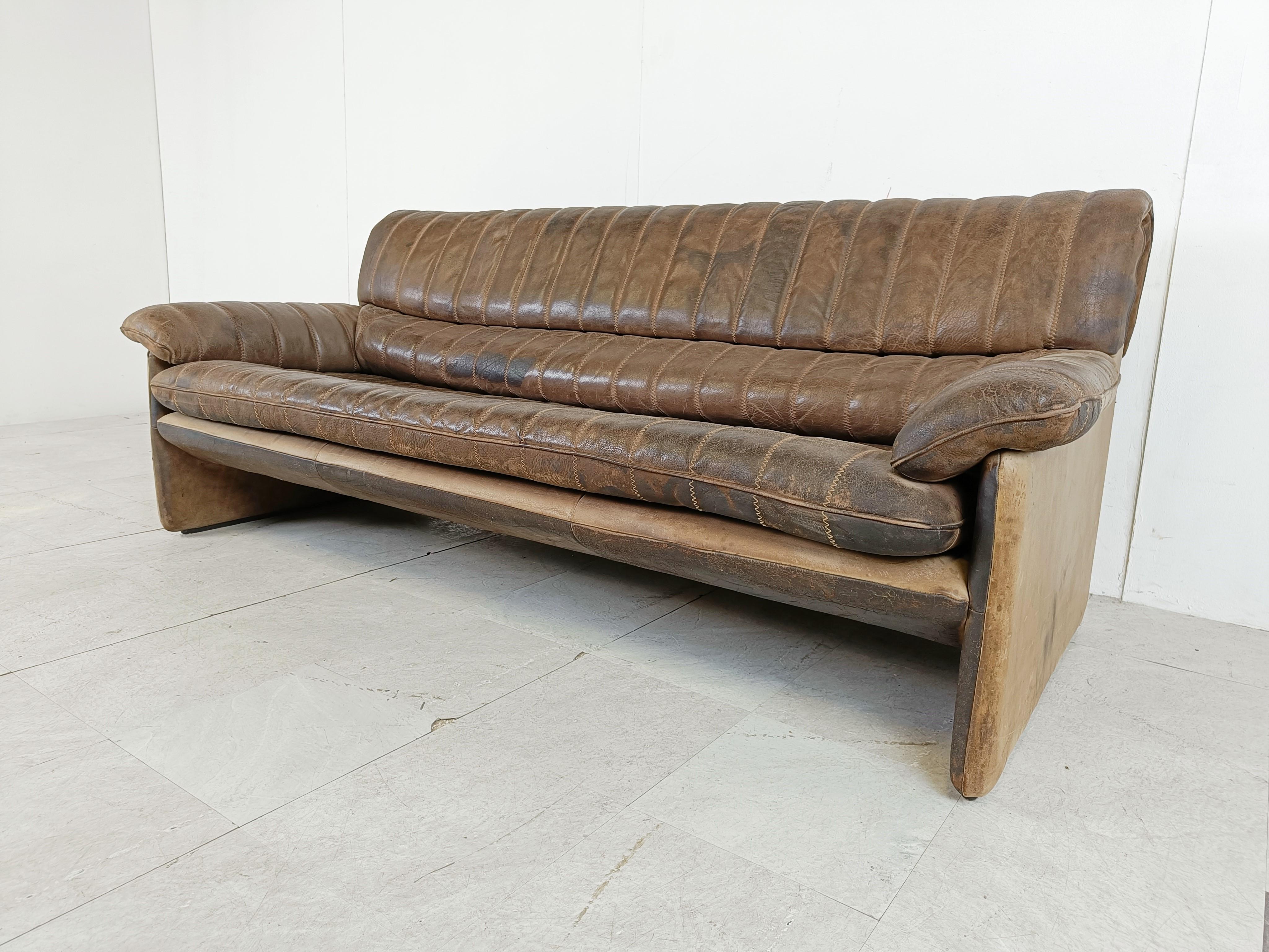 De Sede Ds86 Sofa aus braunem Leder, 1970er Jahre im Zustand „Gut“ im Angebot in HEVERLEE, BE