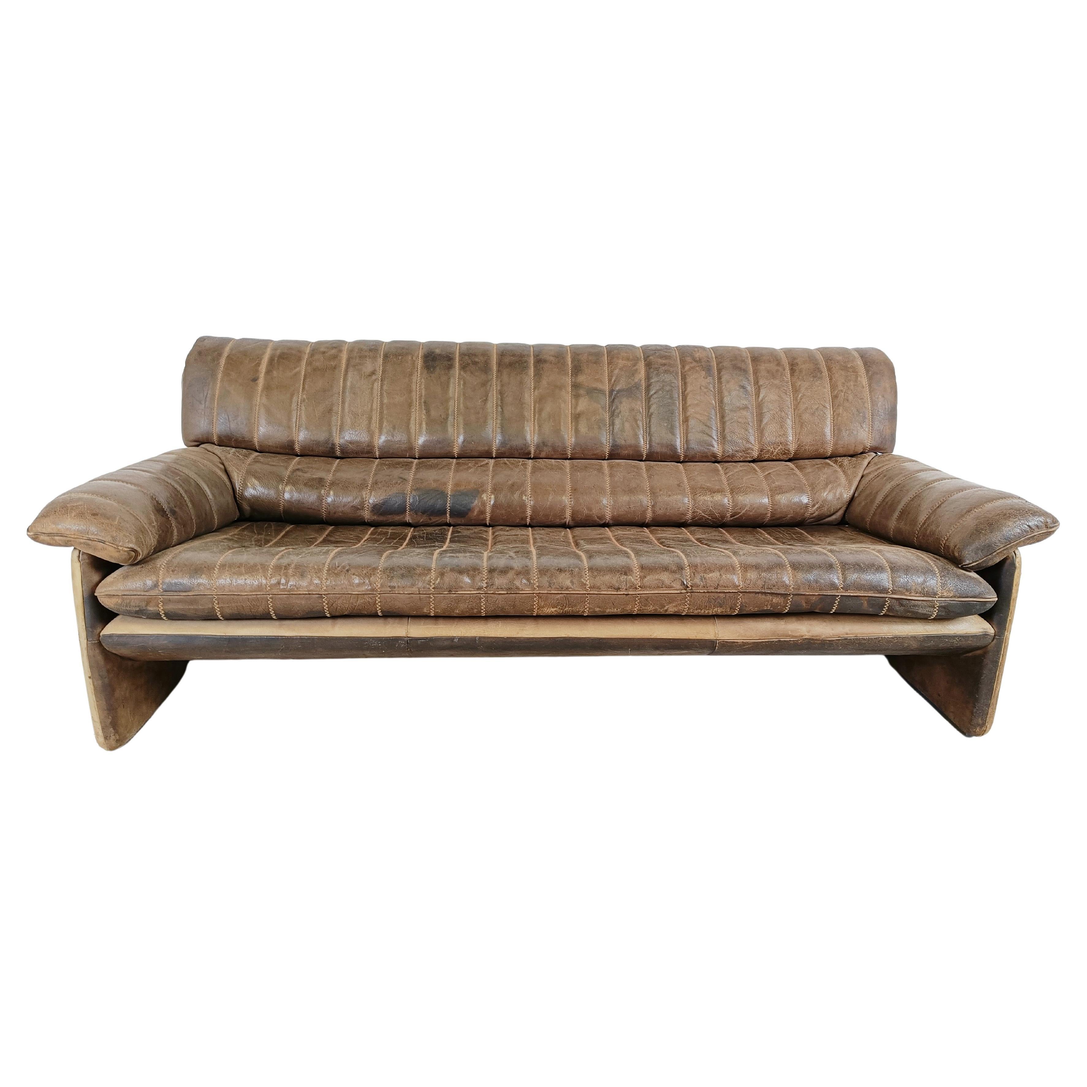 De Sede Ds86 Sofa in Brown Leather, 1970s For Sale