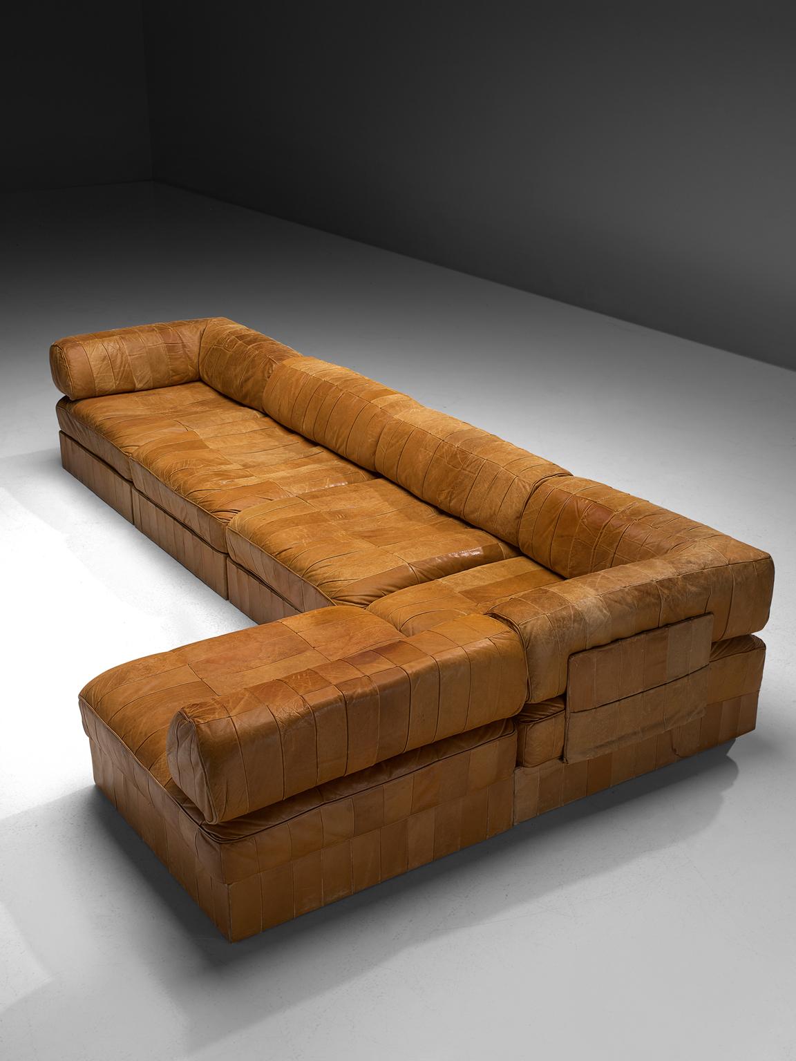 Mid-Century Modern De Sede DS88 Cognac Leather Sofa for De Sede