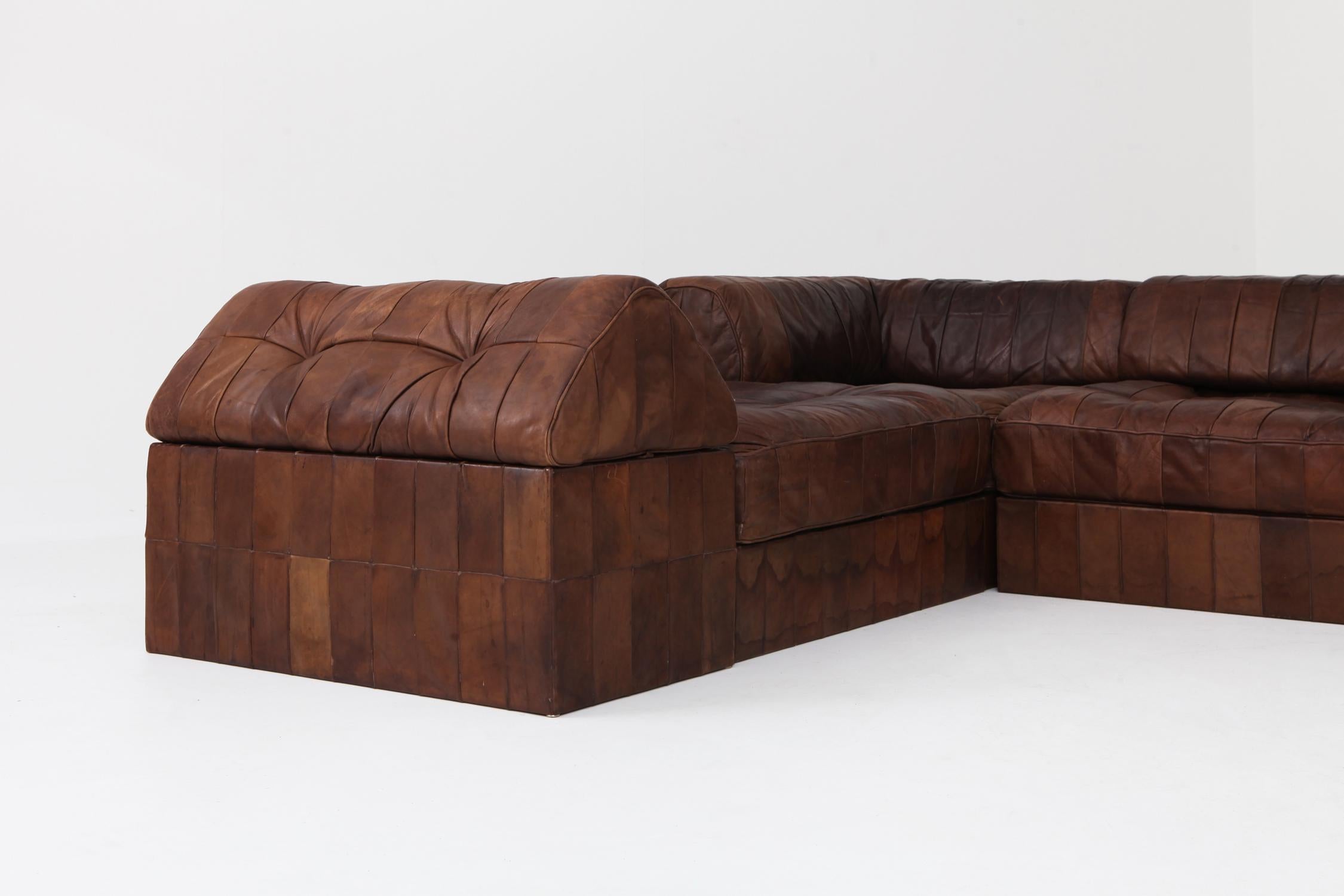 De Sede DS88 Modular Brown-Cognac Leather Patchwork Sofa    4