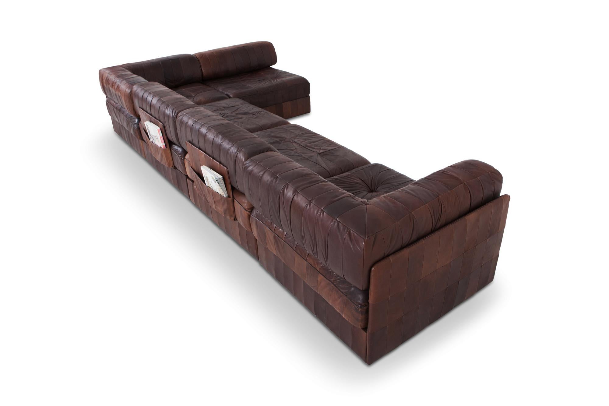 De Sede DS88 Modular Brown-Cognac Leather Patchwork Sofa    5