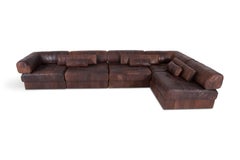 De Sede DS88 Modular Brown-Cognac Leather Patchwork Sofa