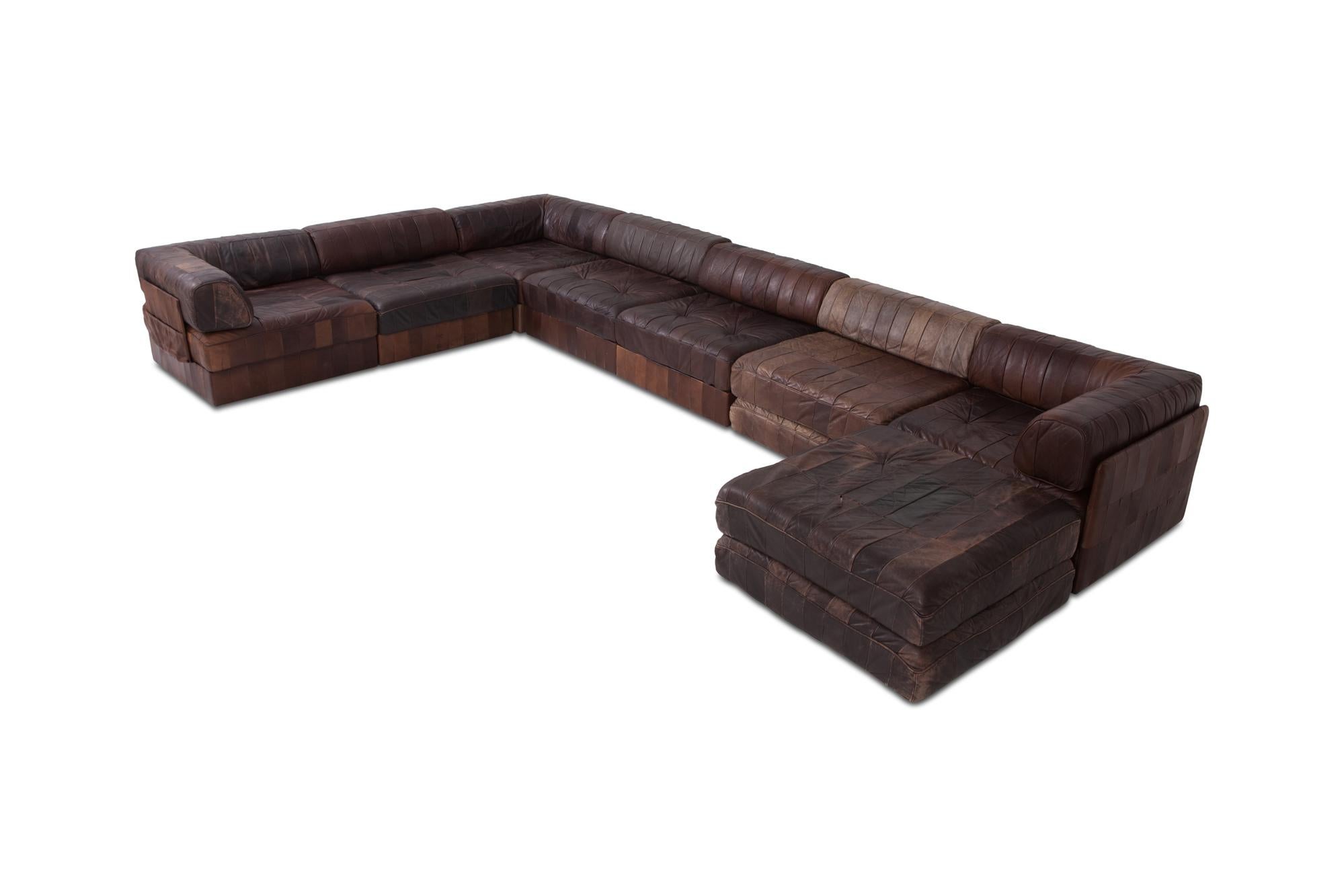 De Sede DS88 Modular Brown-Cognac Leather Patchwork Sofa    im Zustand „Gut“ in Antwerp, BE