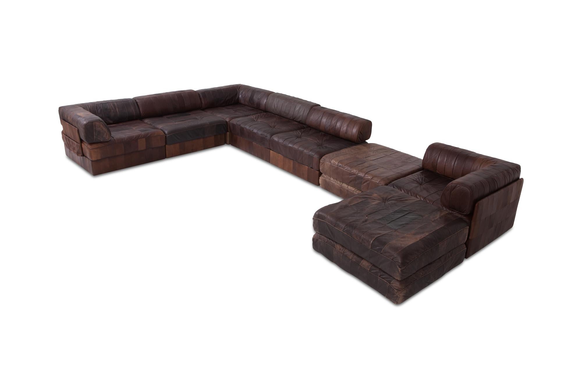 De Sede DS88 Modular Brown-Cognac Leather Patchwork Sofa    (Ende des 20. Jahrhunderts)