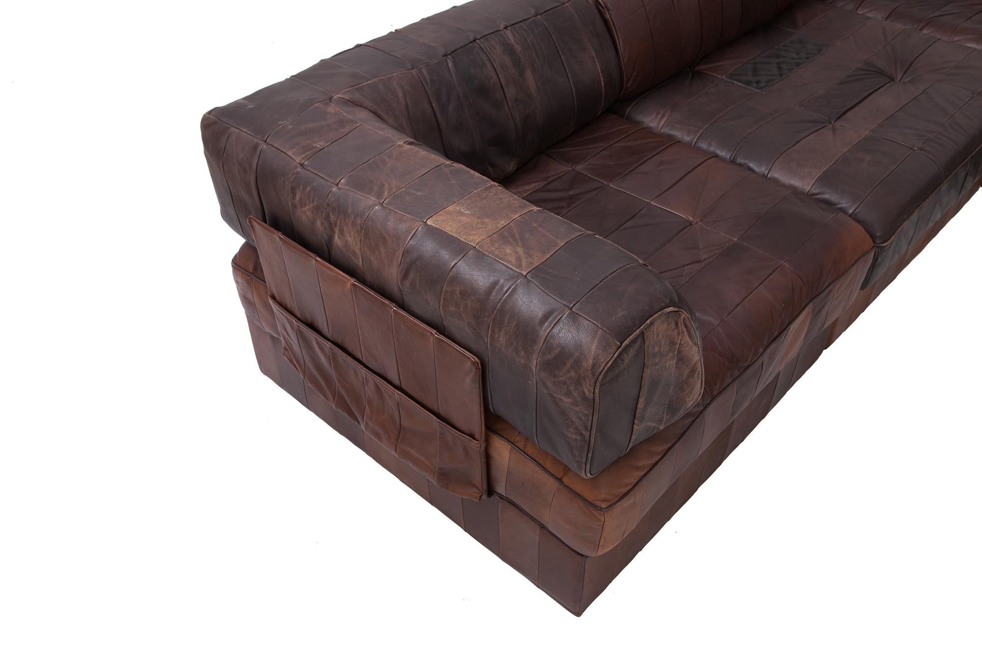 De Sede DS88 Modular Brown-Cognac Leather Patchwork Sofa    1