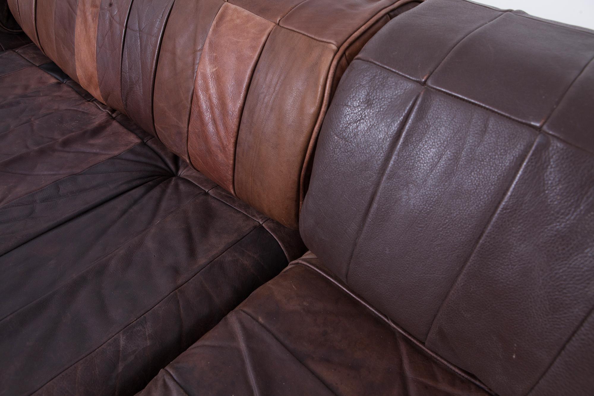 De Sede DS88 Modular Brown Leather Patchwork Sofa, Extra Large 1