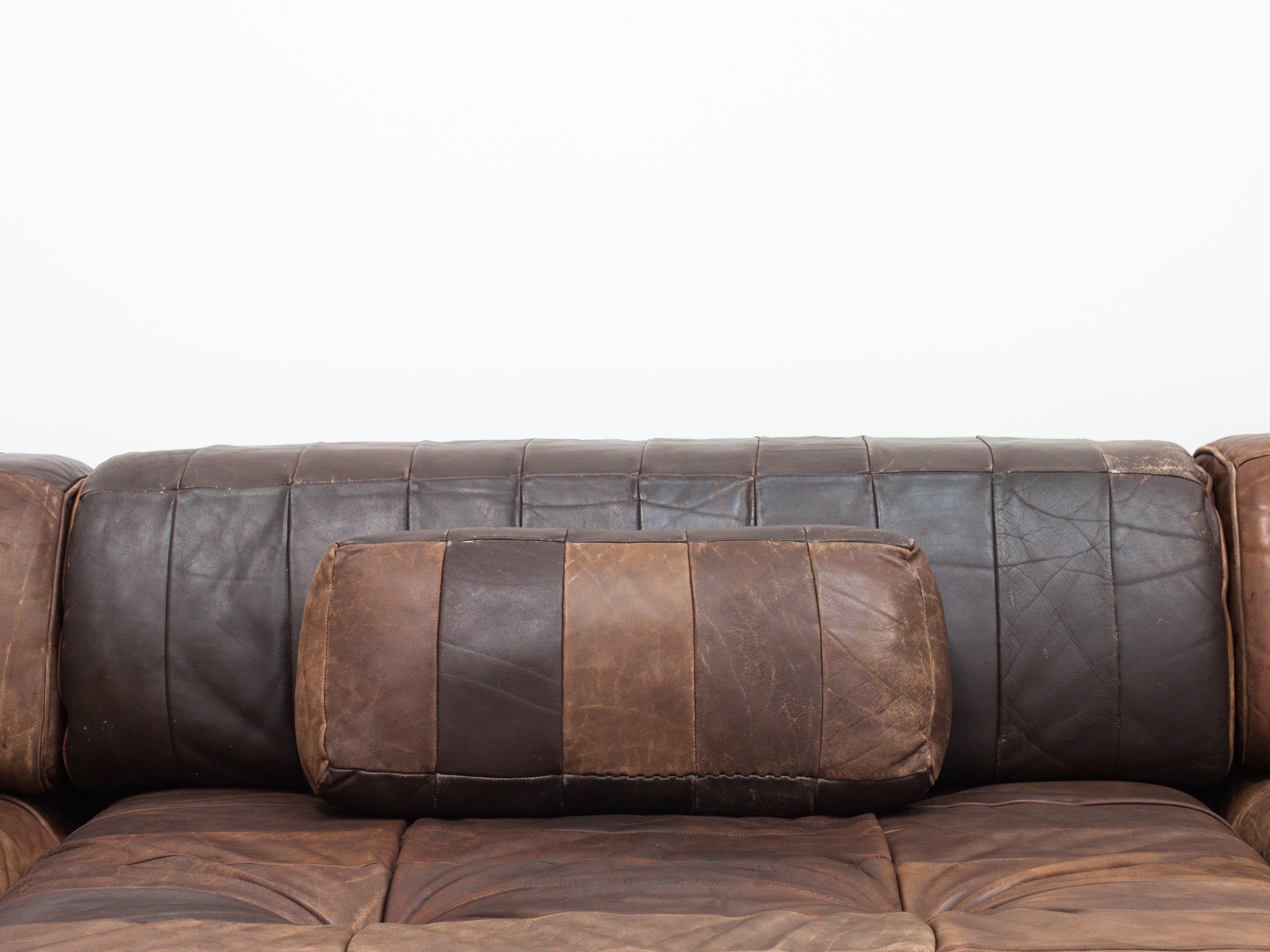 Leather De Sede DS88 Modular Patchwork Sofa, Switzerland, 1970s