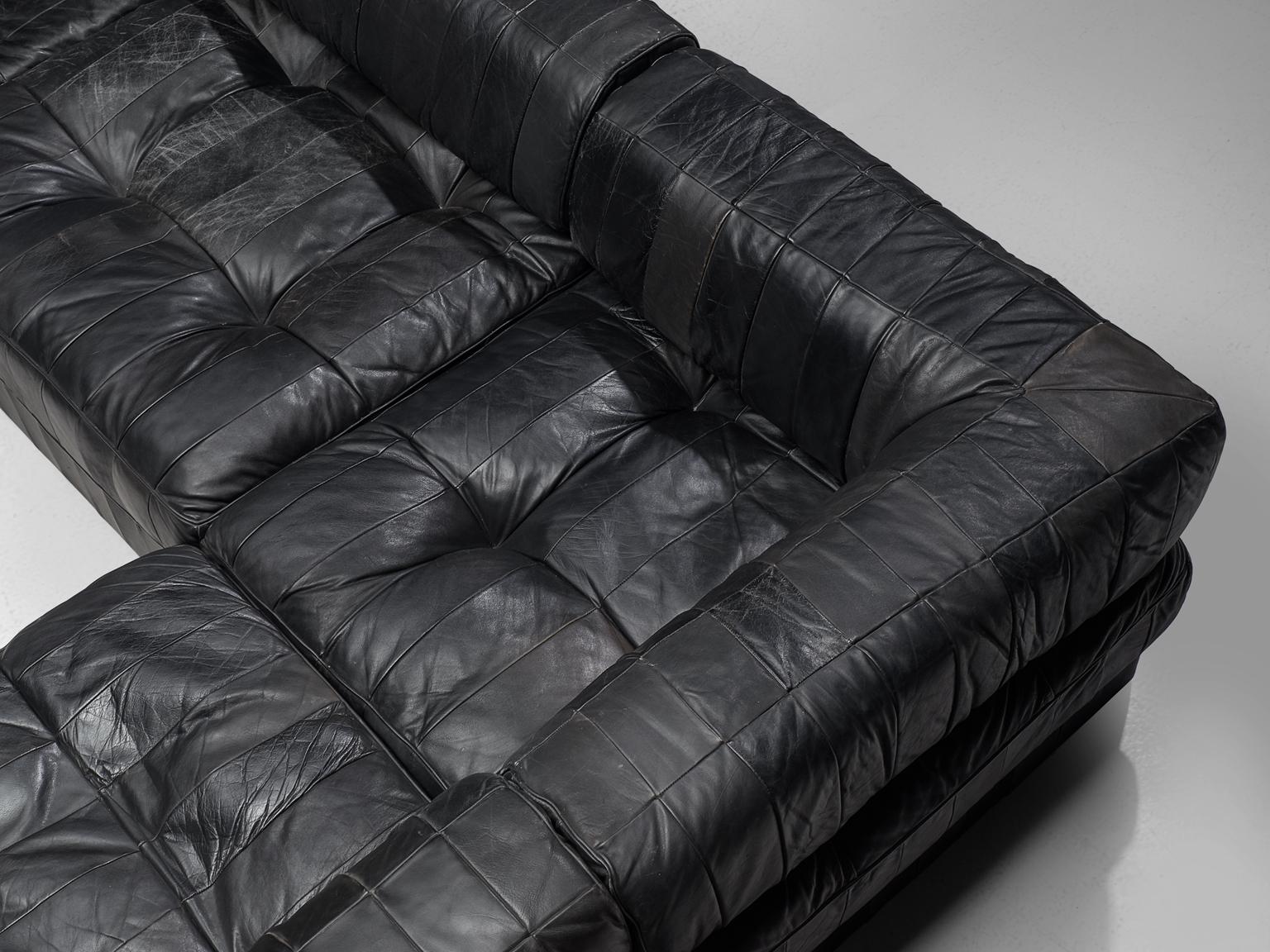 De Sede DS88 Modular Sofa in Black Patinated Leather 1