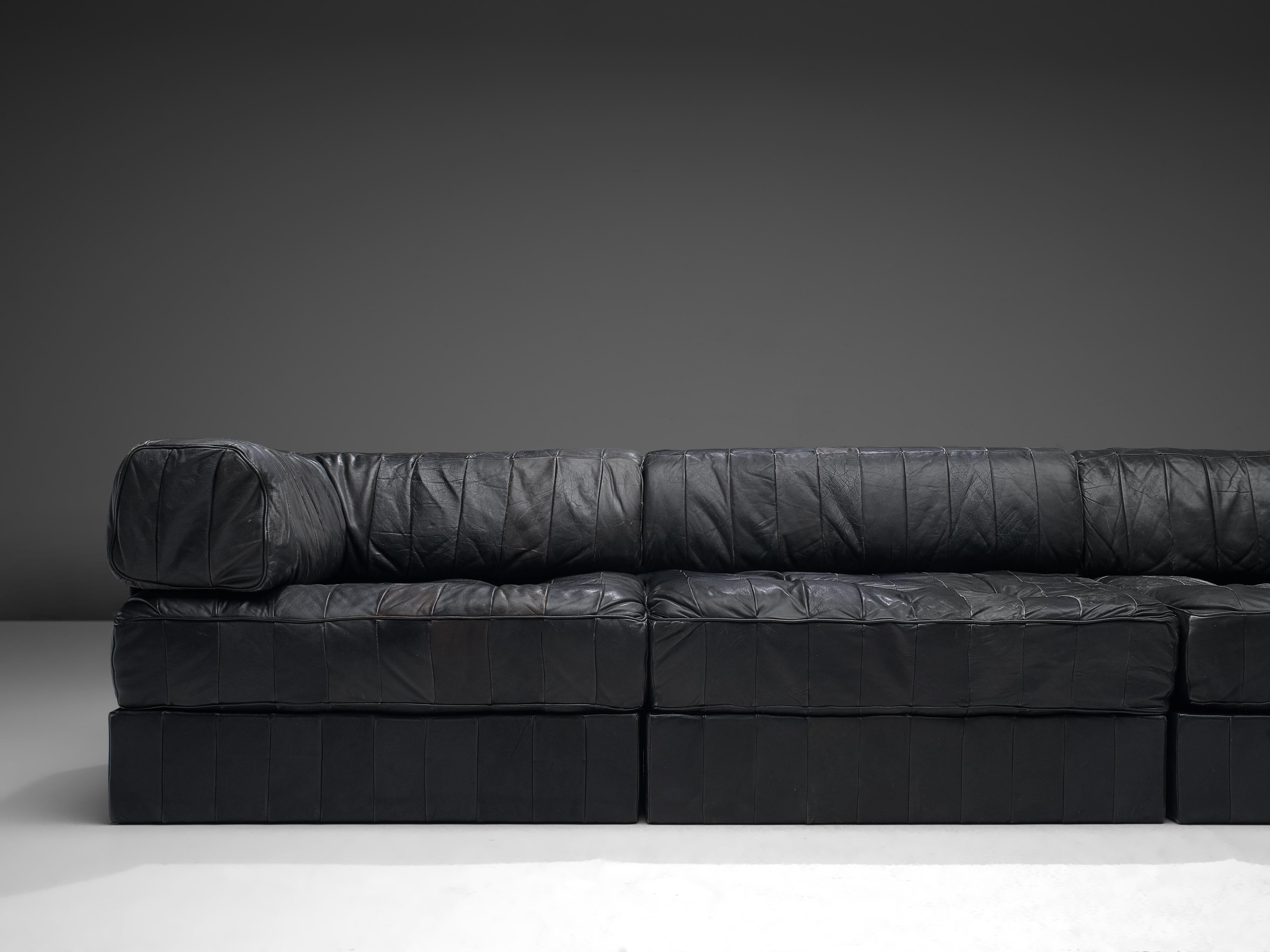 De Sede DS88 Modular Sofa in Black Patinated Leather 1