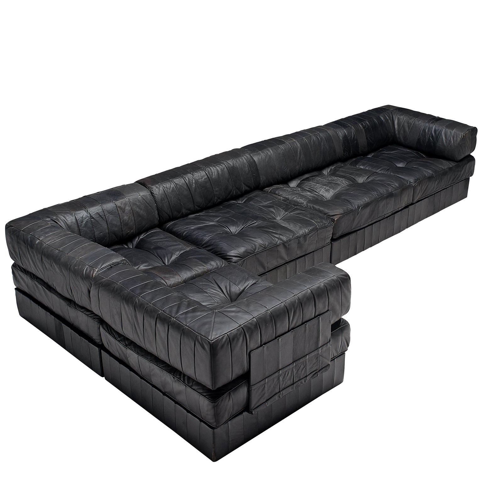 De Sede DS88 Modular Sofa in Black Patinated Leather