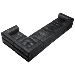 Modulares De Sede DS88-Sofa aus schwarzem, patiniertem Leder