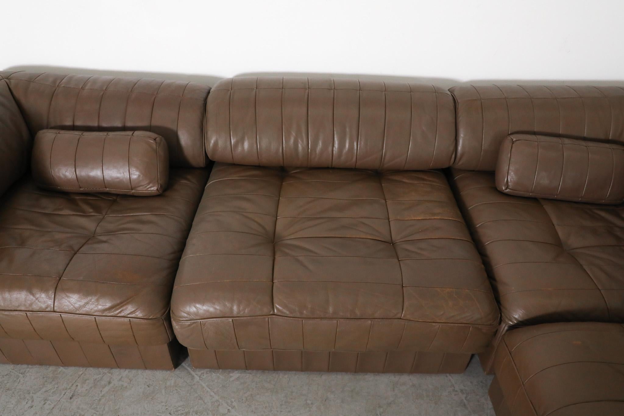 De Sede 'DS88' Modular Sofa in Brown Leather, Switzerland 1970s 4