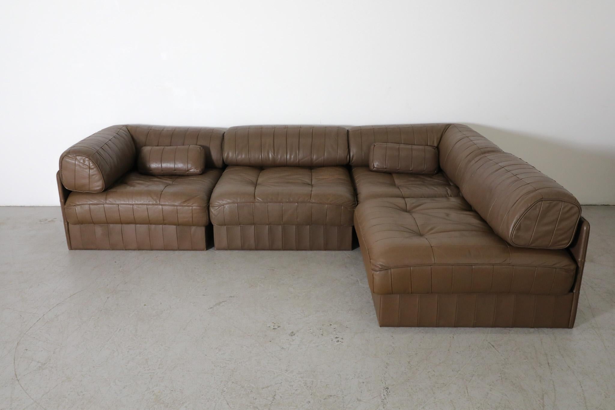 Mid-Century Modern De Sede 'DS88' Modular Sofa in Brown Leather, Switzerland 1970s