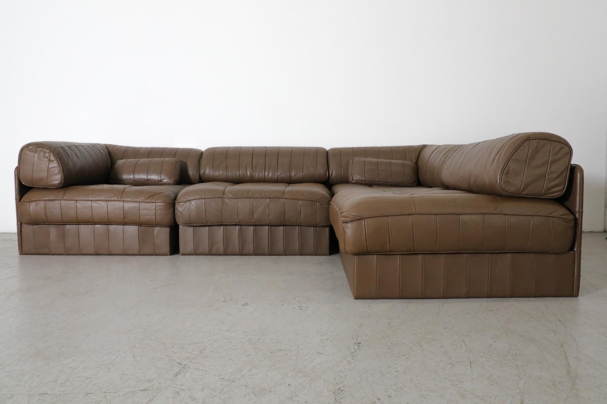 Swiss De Sede 'DS88' Modular Sofa in Brown Leather, Switzerland 1970s