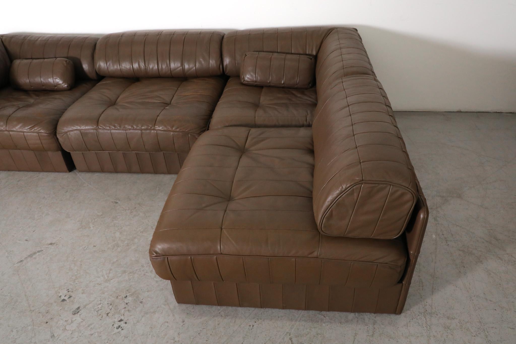 De Sede 'DS88' Modular Sofa in Brown Leather, Switzerland 1970s 3
