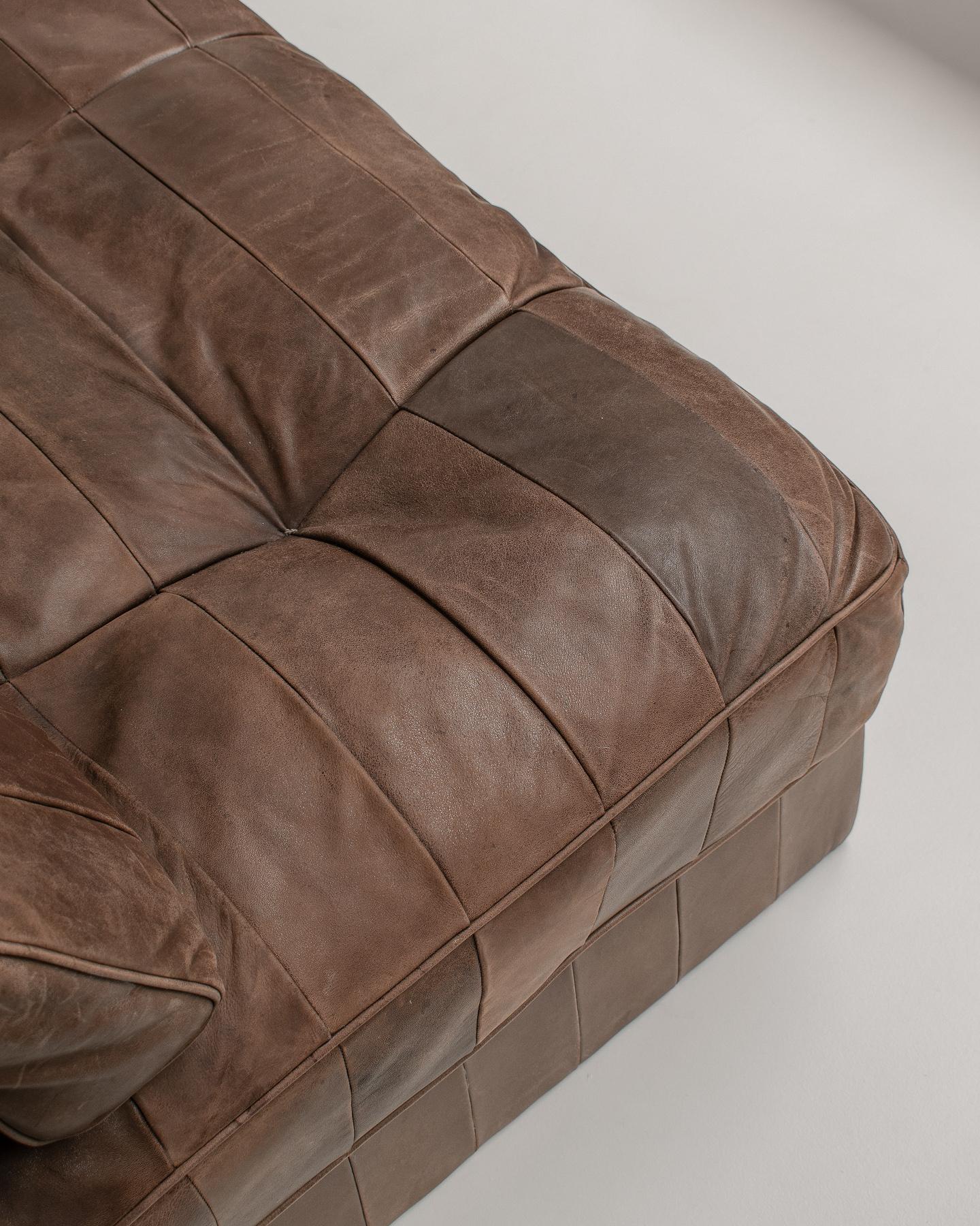 De Sede DS88 Modular Sofa in Brown Patchwork Leather, 1970s 4