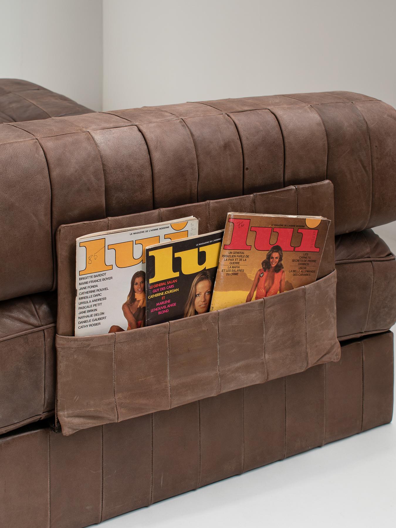 De Sede DS88 Modular Sofa in Brown Patchwork Leather, 1970s 5