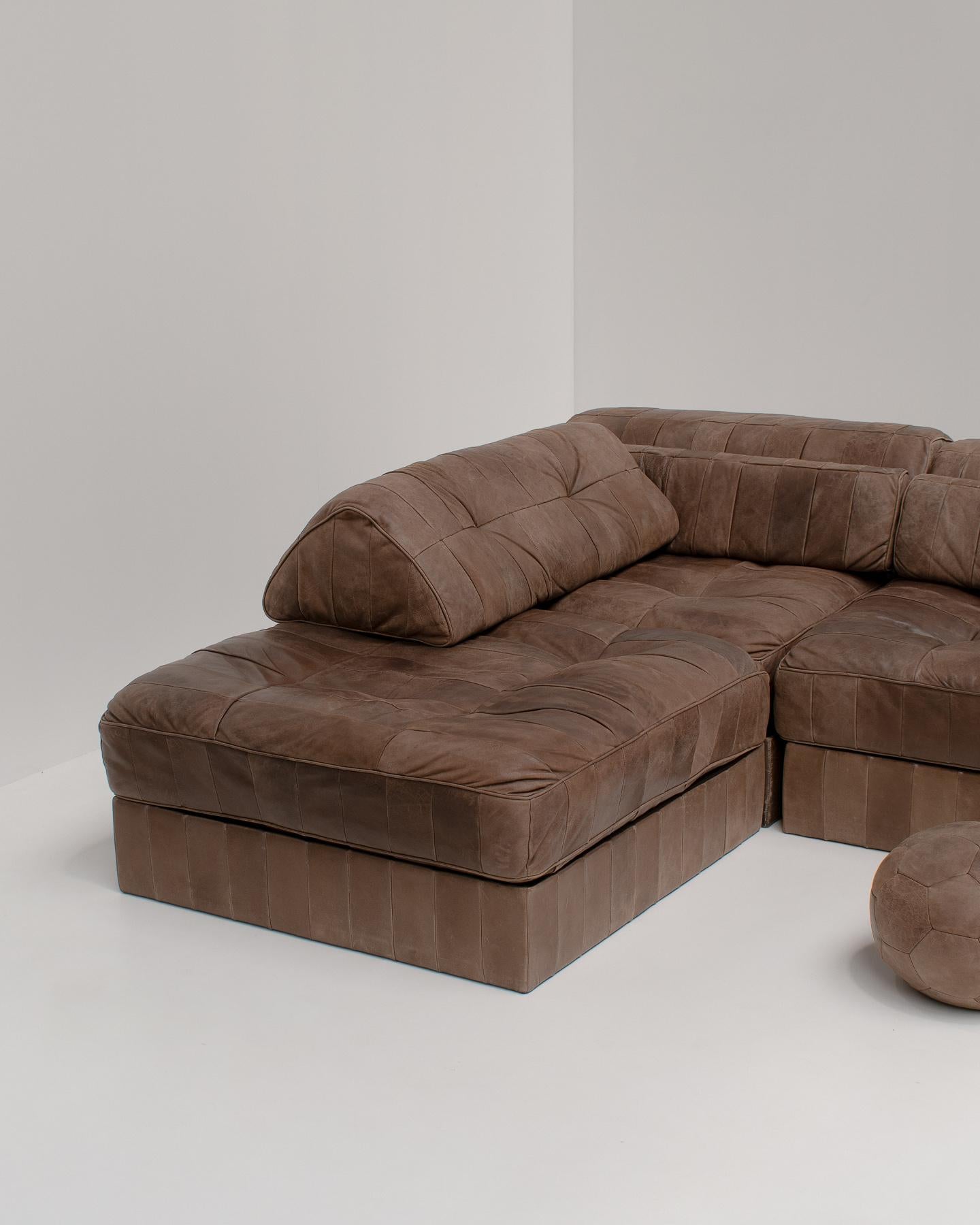 De Sede DS88 Modular Sofa in Brown Patchwork Leather, 1970s In Good Condition In Antwerp, BE