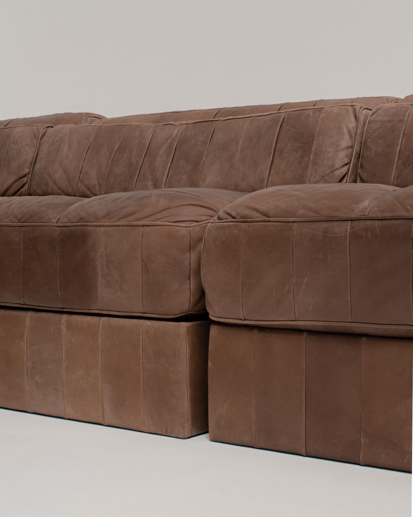 Late 20th Century De Sede DS88 Modular Sofa in Brown Patchwork Leather, 1970s