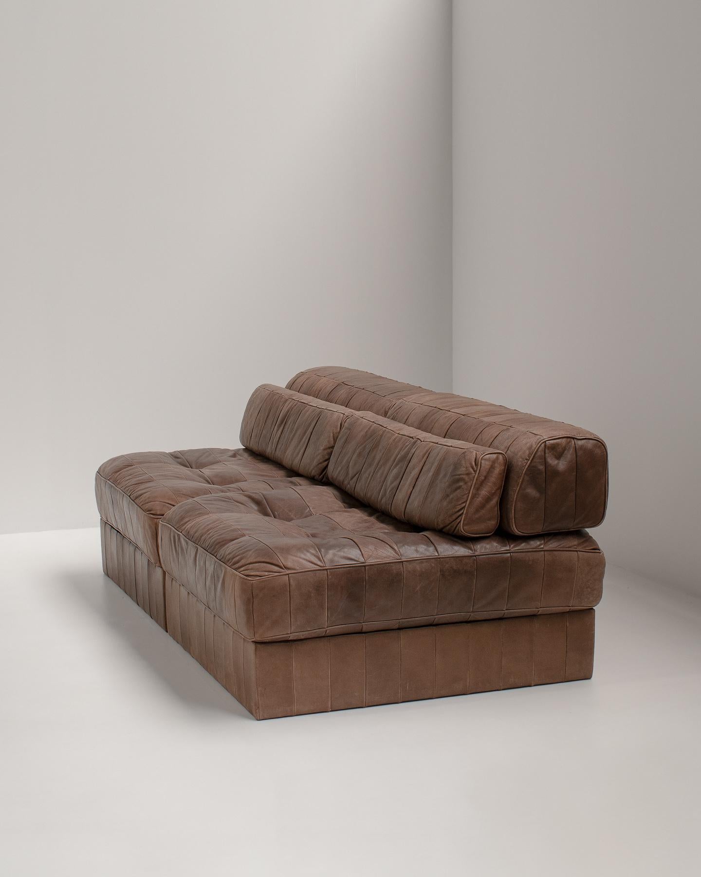 De Sede DS88 Modular Sofa in Brown Patchwork Leather, 1970s 2