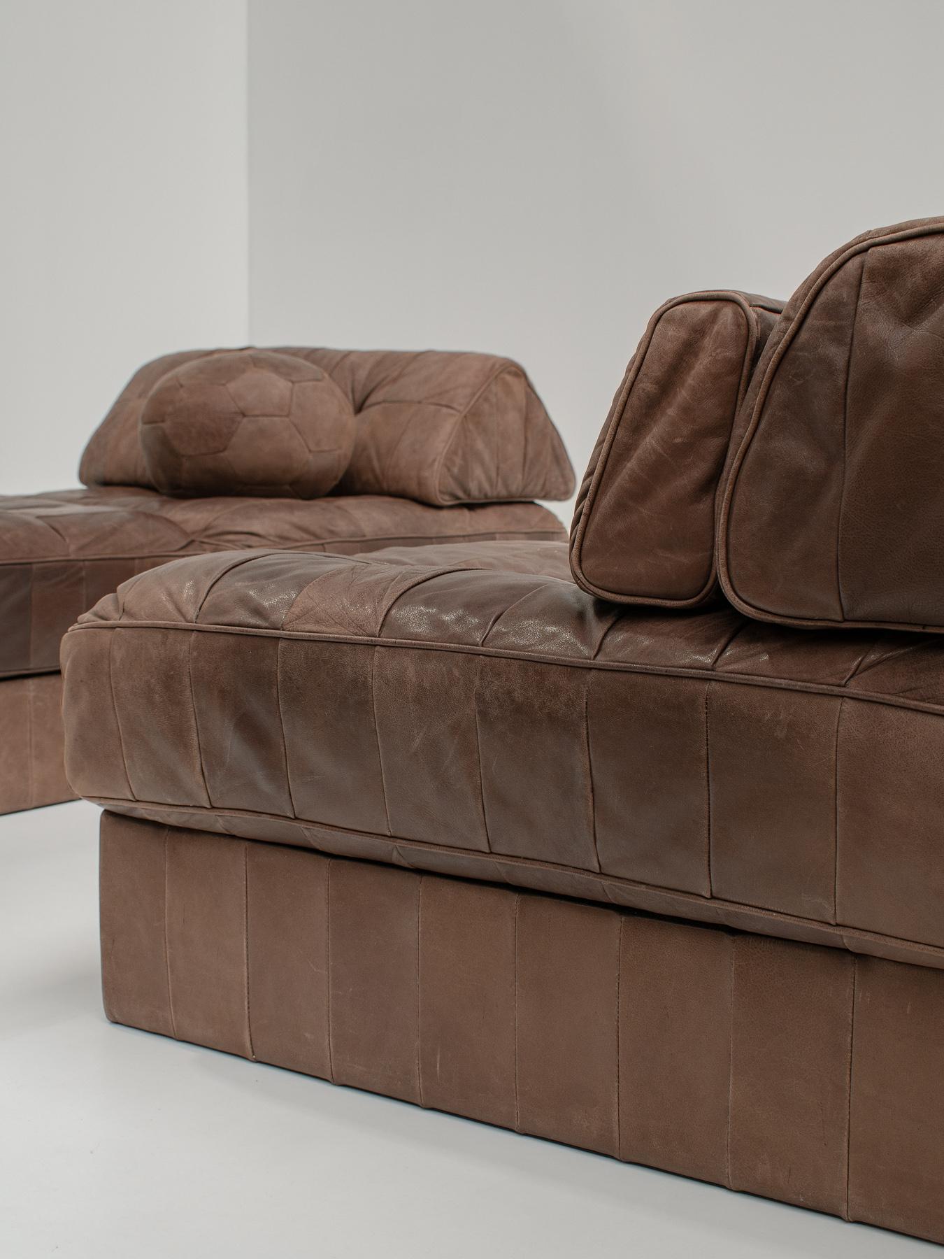 De Sede DS88 Modular Sofa in Brown Patchwork Leather, 1970s 3