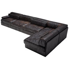 De Sede DS88 Modular Sofa in Dark Brown Patinated Leather