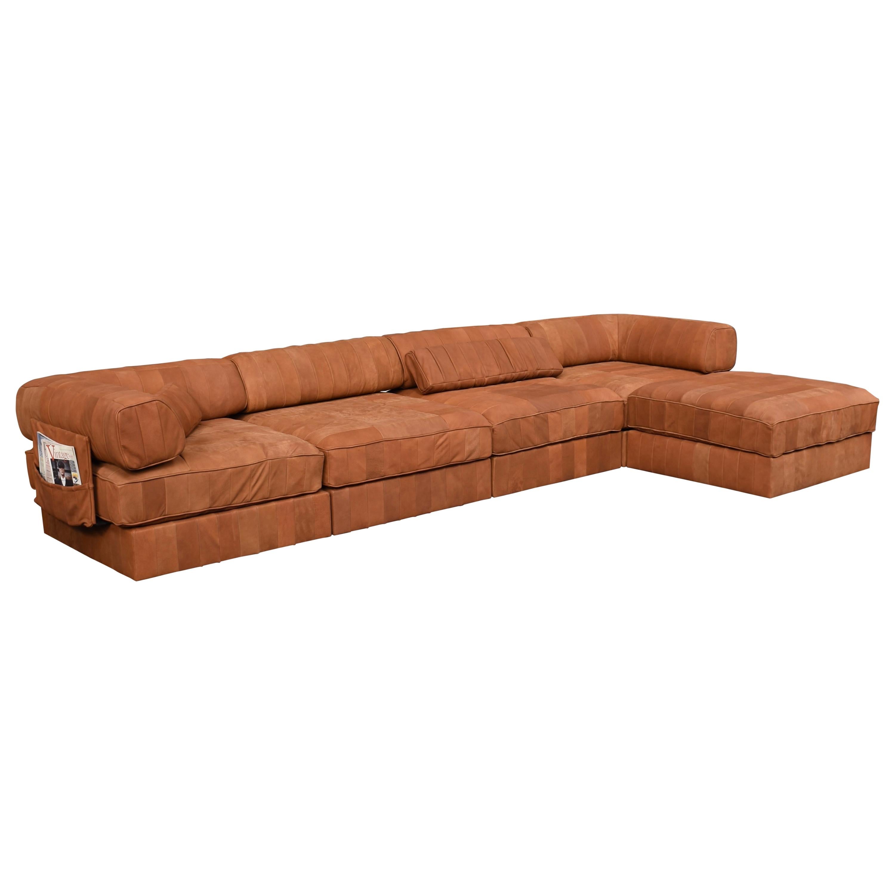 De Sede DS88 Patchwork Sofa in New Upholstered Tan Leather, Switzerland