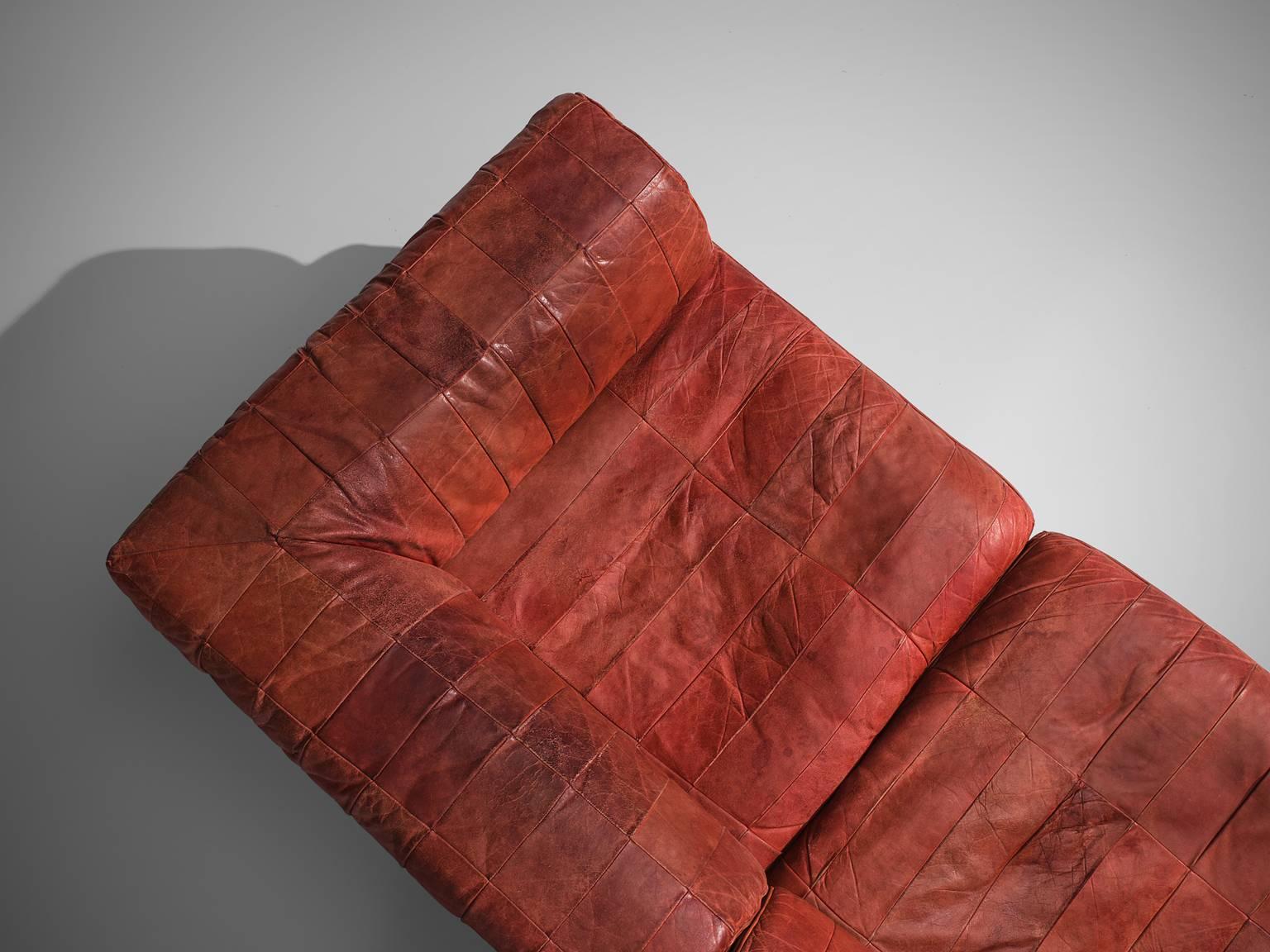 Swiss De Sede DS88 Red Modular Sofa Leather for De Sede