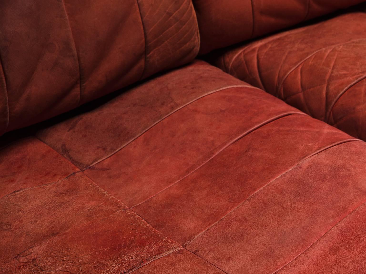 Late 20th Century De Sede DS88 Red Modular Sofa Leather for De Sede