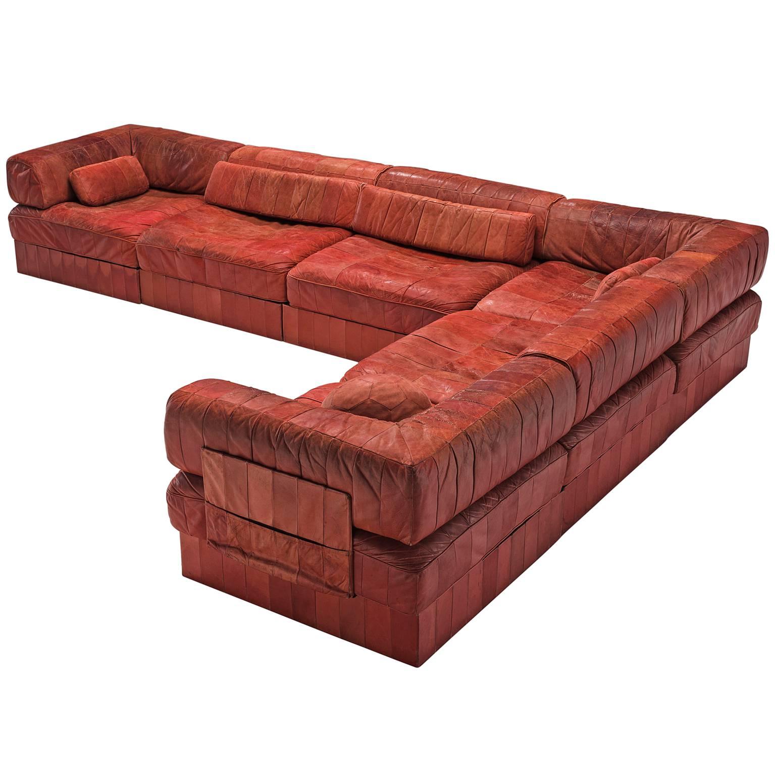 De Sede DS88 Red Modular Sofa Leather for De Sede