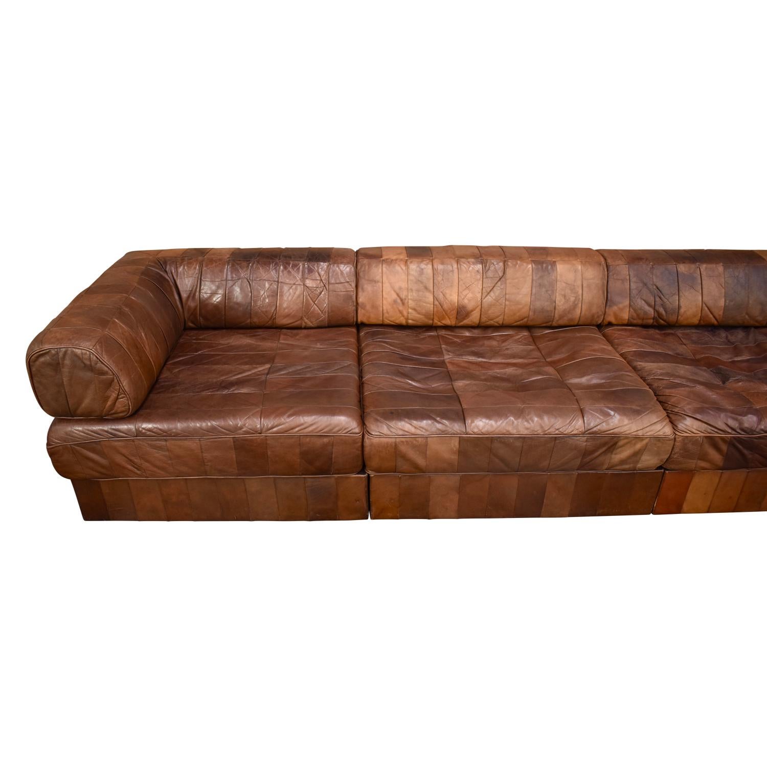 De Sede DS88 Sectional Patchwork Sofa in Tan Leather, Switzerland 5