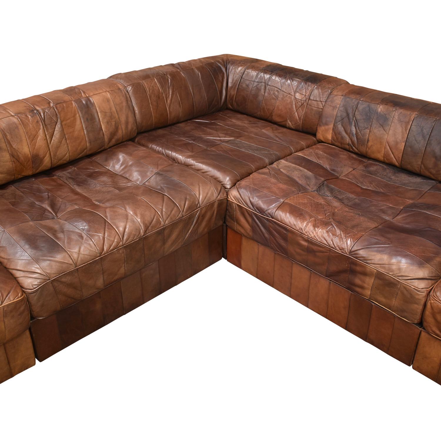 De Sede DS88 Sectional Patchwork Sofa in Tan Leather, Switzerland 8