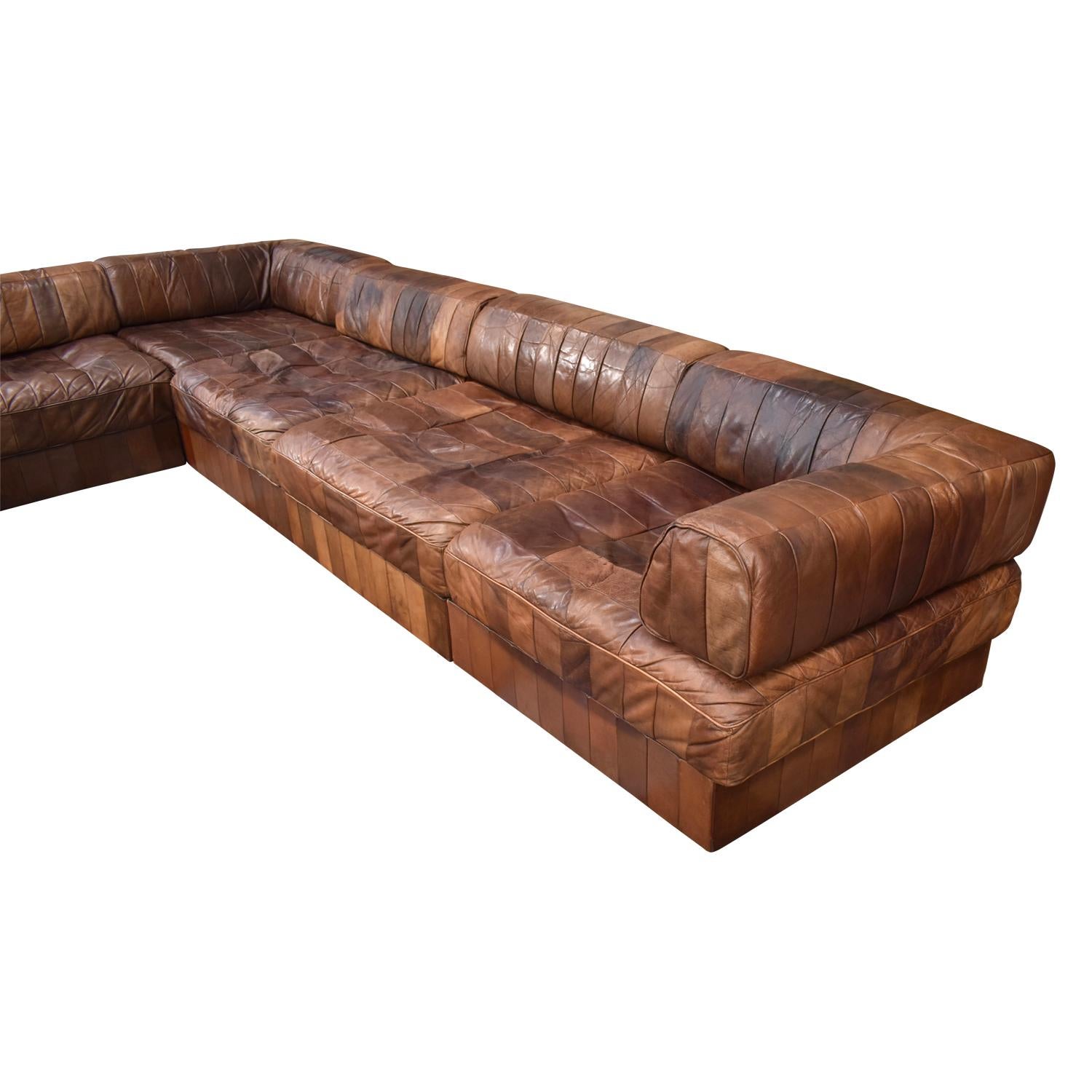 De Sede DS88 Sectional Patchwork Sofa in Tan Leather, Switzerland 9