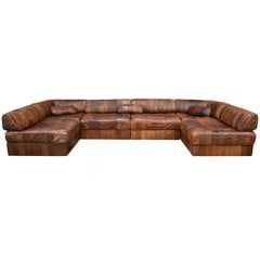 De Sede DS88 Sectional Patchwork Sofa in Tan Leather, Switzerland