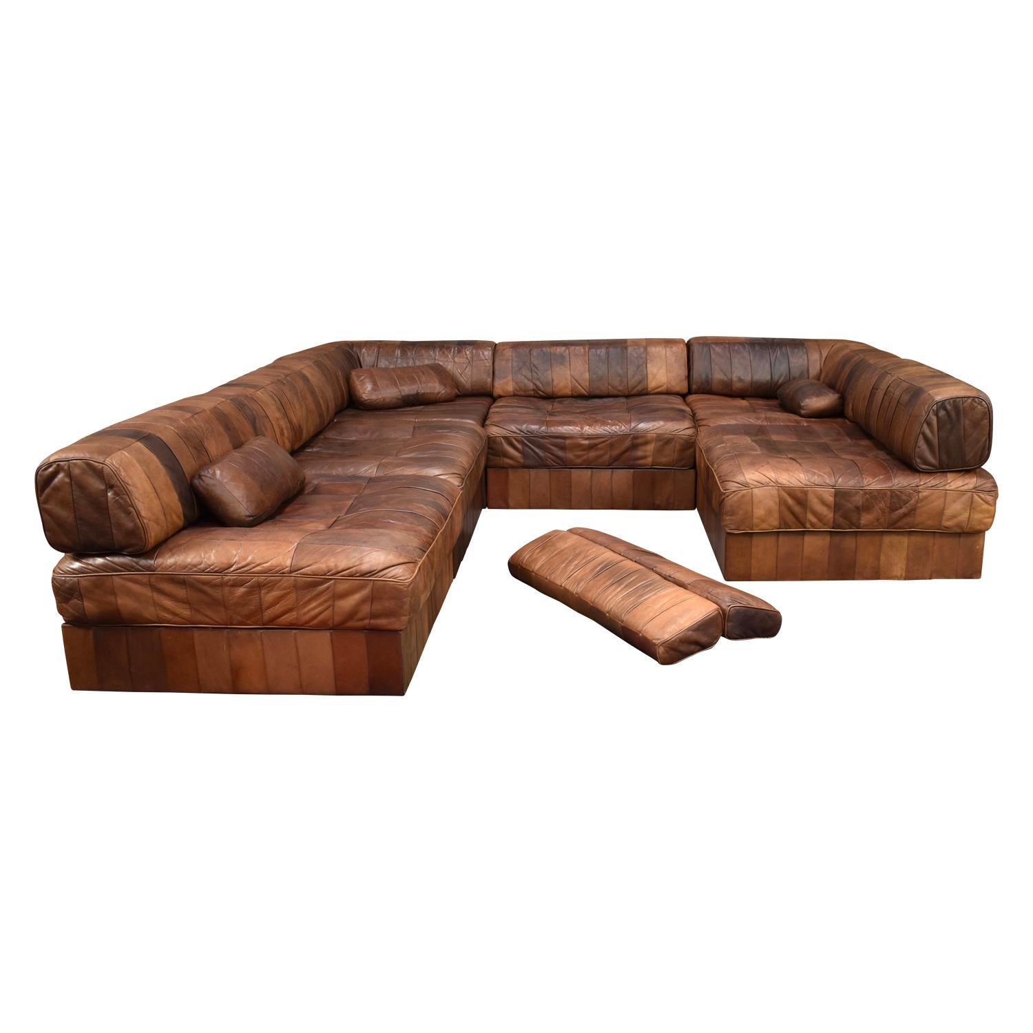 De Sede DS88 Sectional Patchwork Sofa in Tan Leather, Switzerland In Good Condition In Pijnacker, Zuid-Holland
